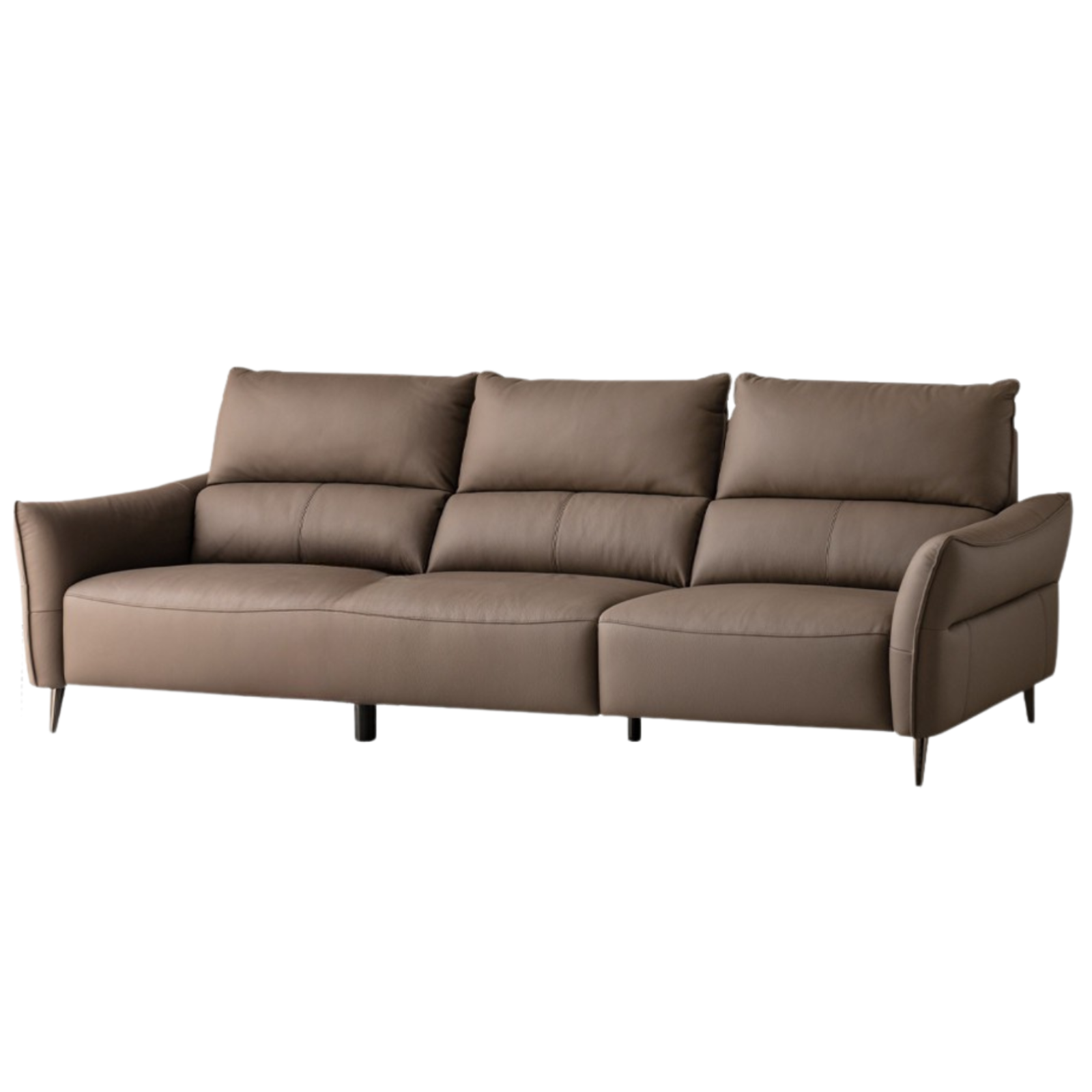 Genuine Top Grain Leather Modern Sofa, Clean Line Contemporary Design