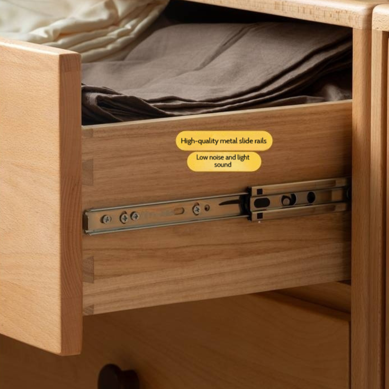 Solid Rubber Wood, Beech Solid Wood Nordic Style Children's Chest of Drawers