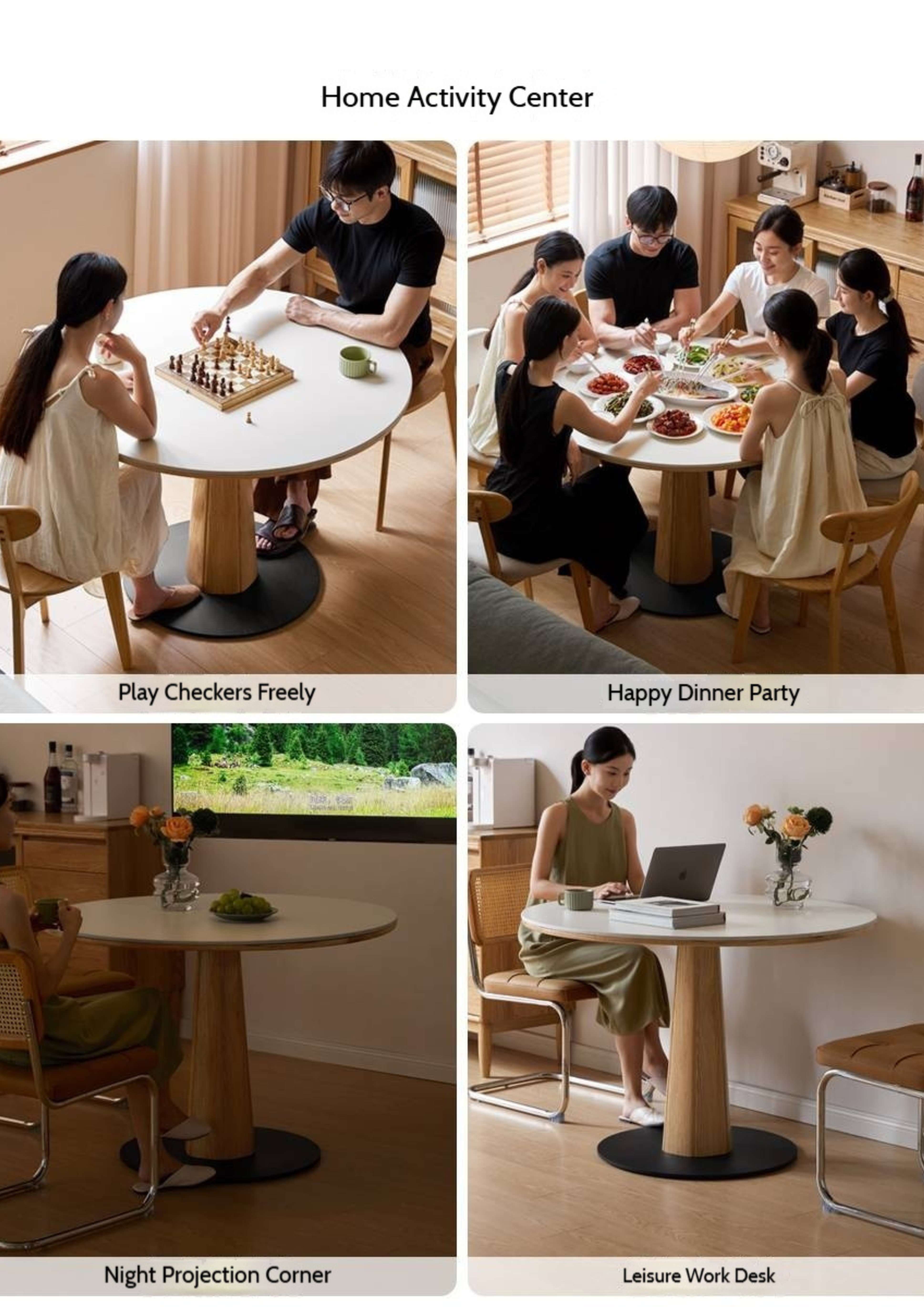 Oak Solid Wood Slab Round Dining Table