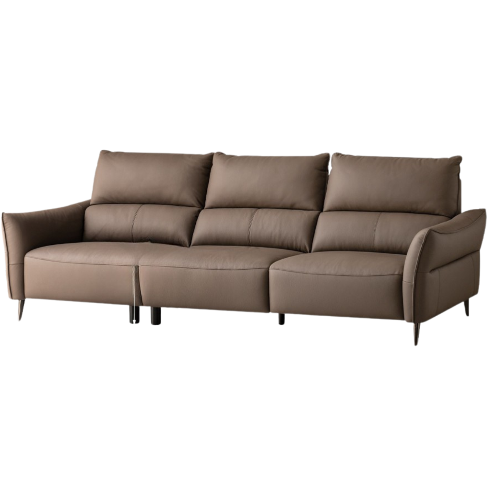 Genuine Top Grain Leather Modern Sofa, Clean Line Contemporary Design