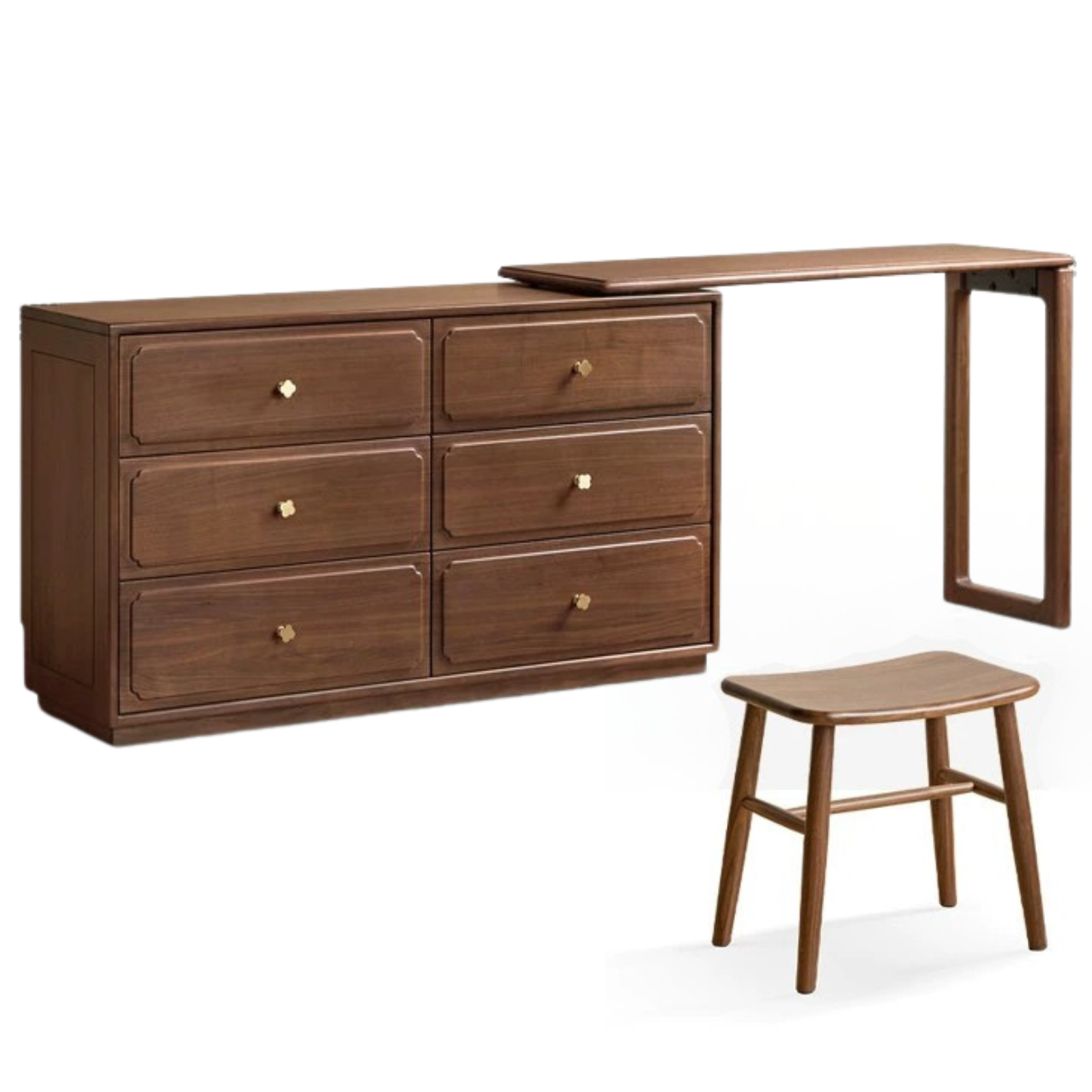 Black Walnut Solid Wood Rotating Dressing Table