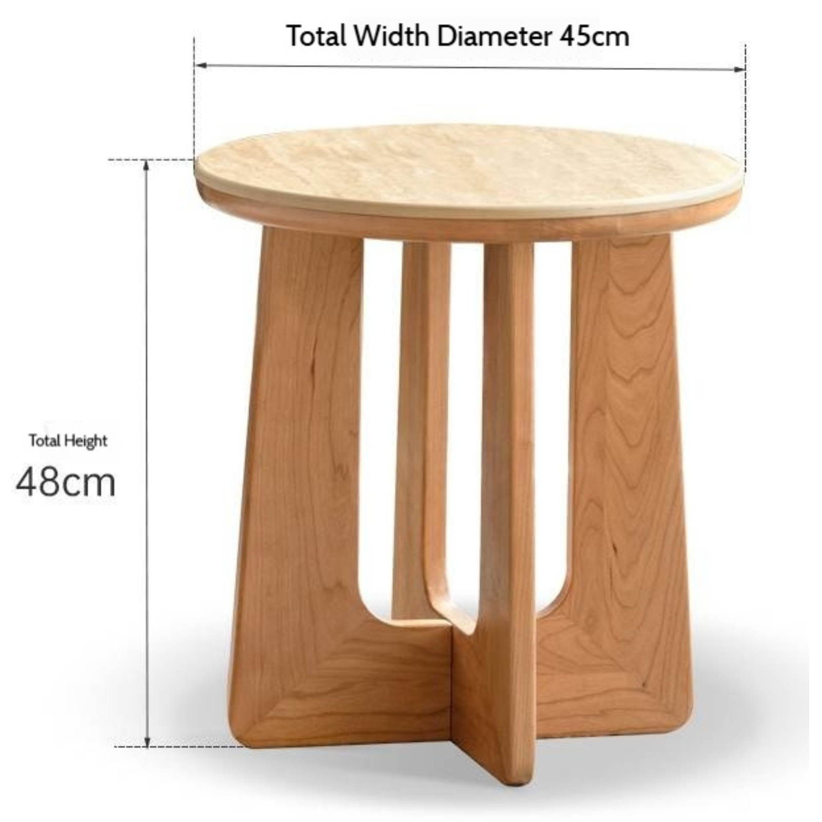 Cherry Solid Wood Rock Plate Round Coffee Table