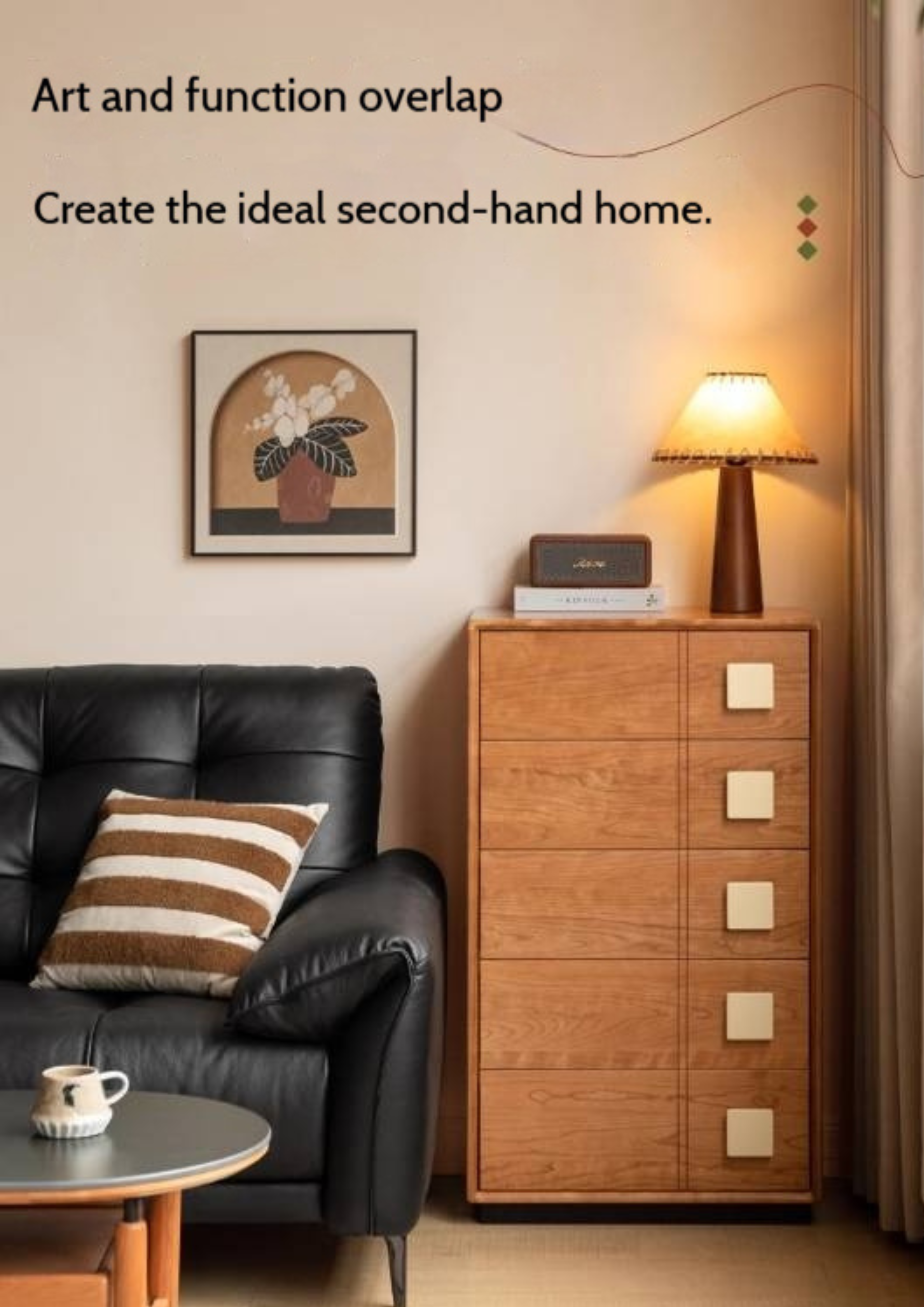 Cherry Solid Wood Retro Five-Drawer Chest