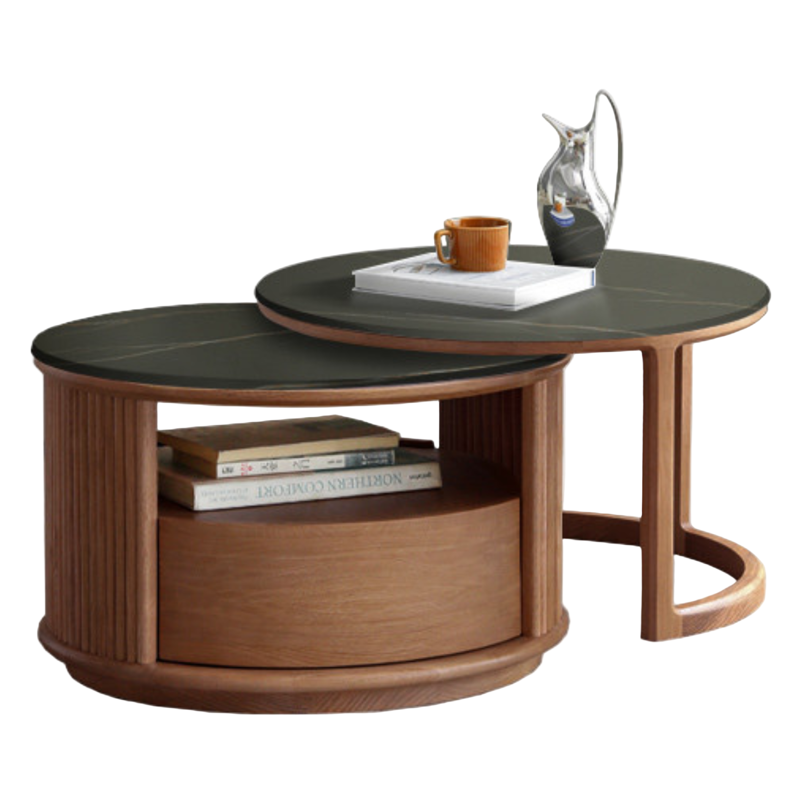 Oak Solid Wood Italian Light Luxury Rock Plate Coffee Table