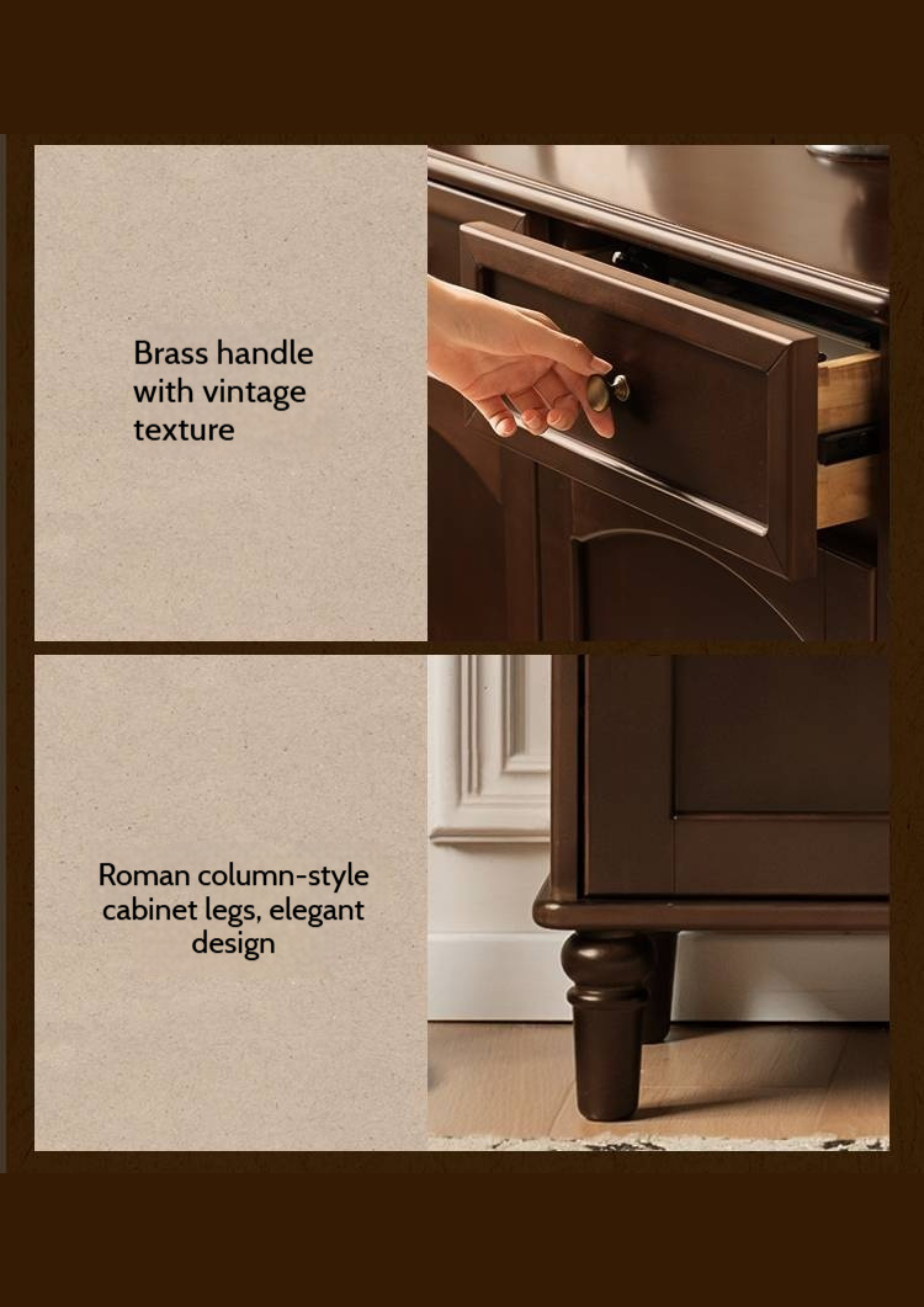 Poplar Solid Wood American Retro Shoe Cabinet