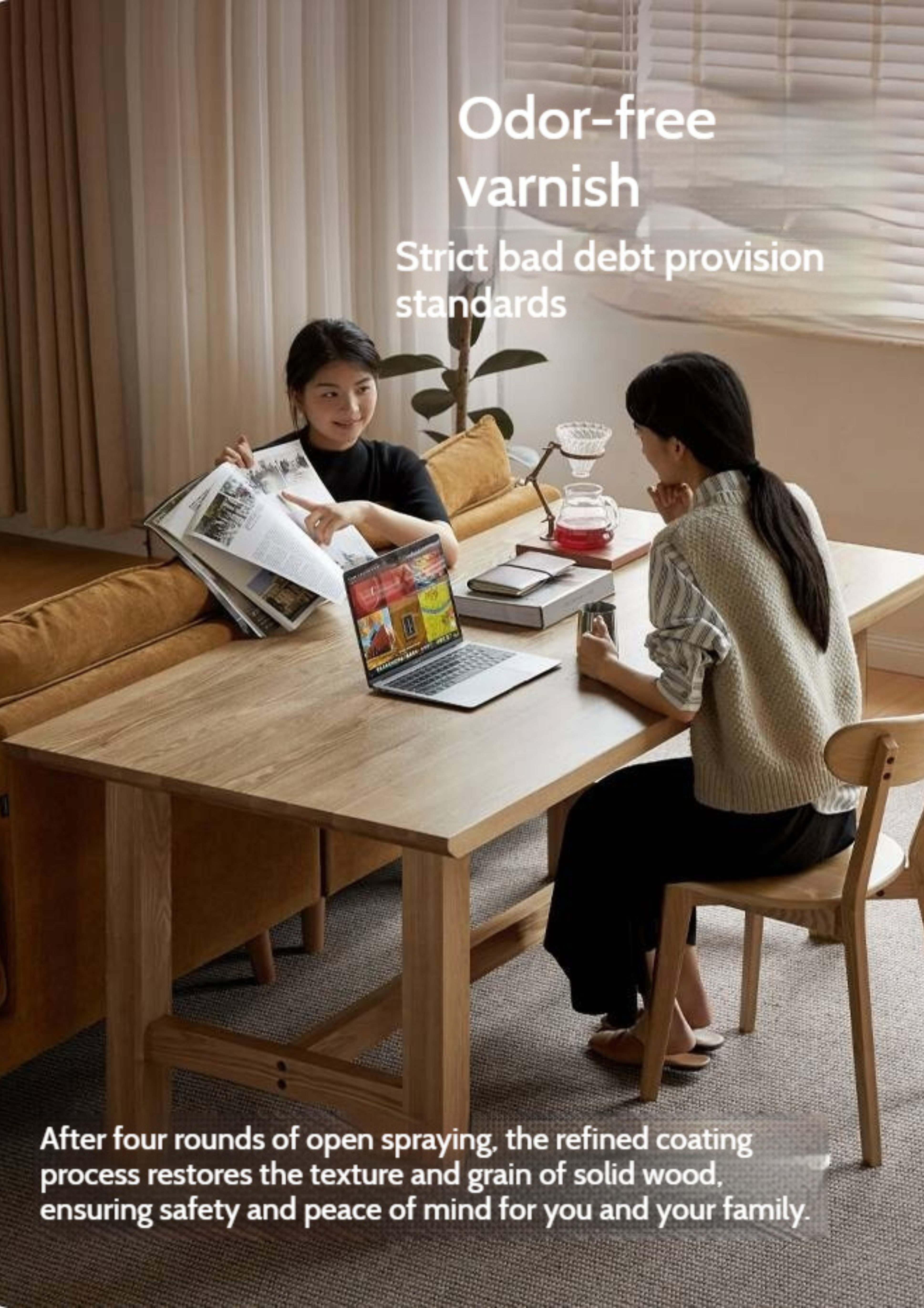 Ash Solid Wood Wabi Sabi Style Dining Table