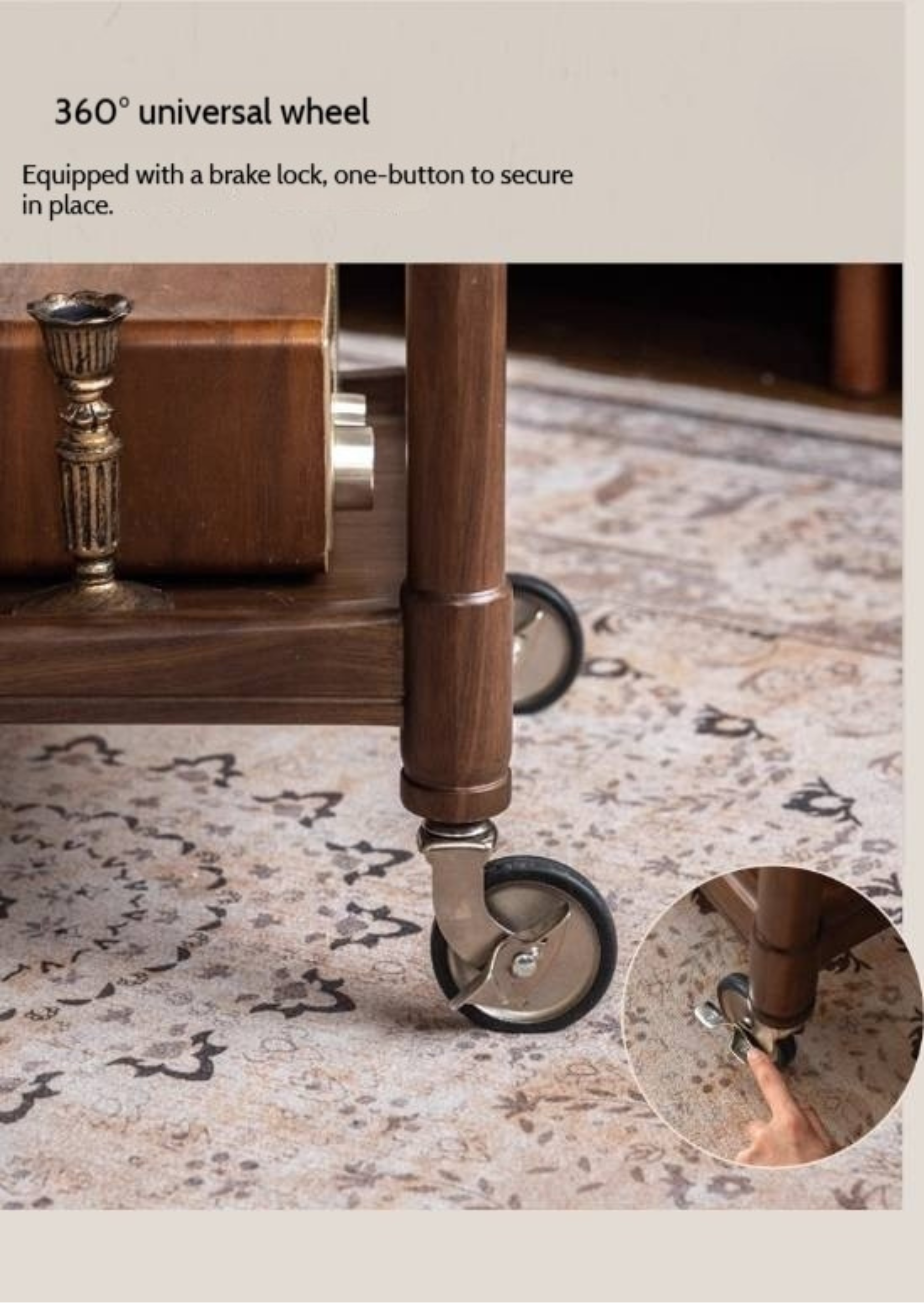 Black Walnut Solid Wood American Retro Mobile Side Table