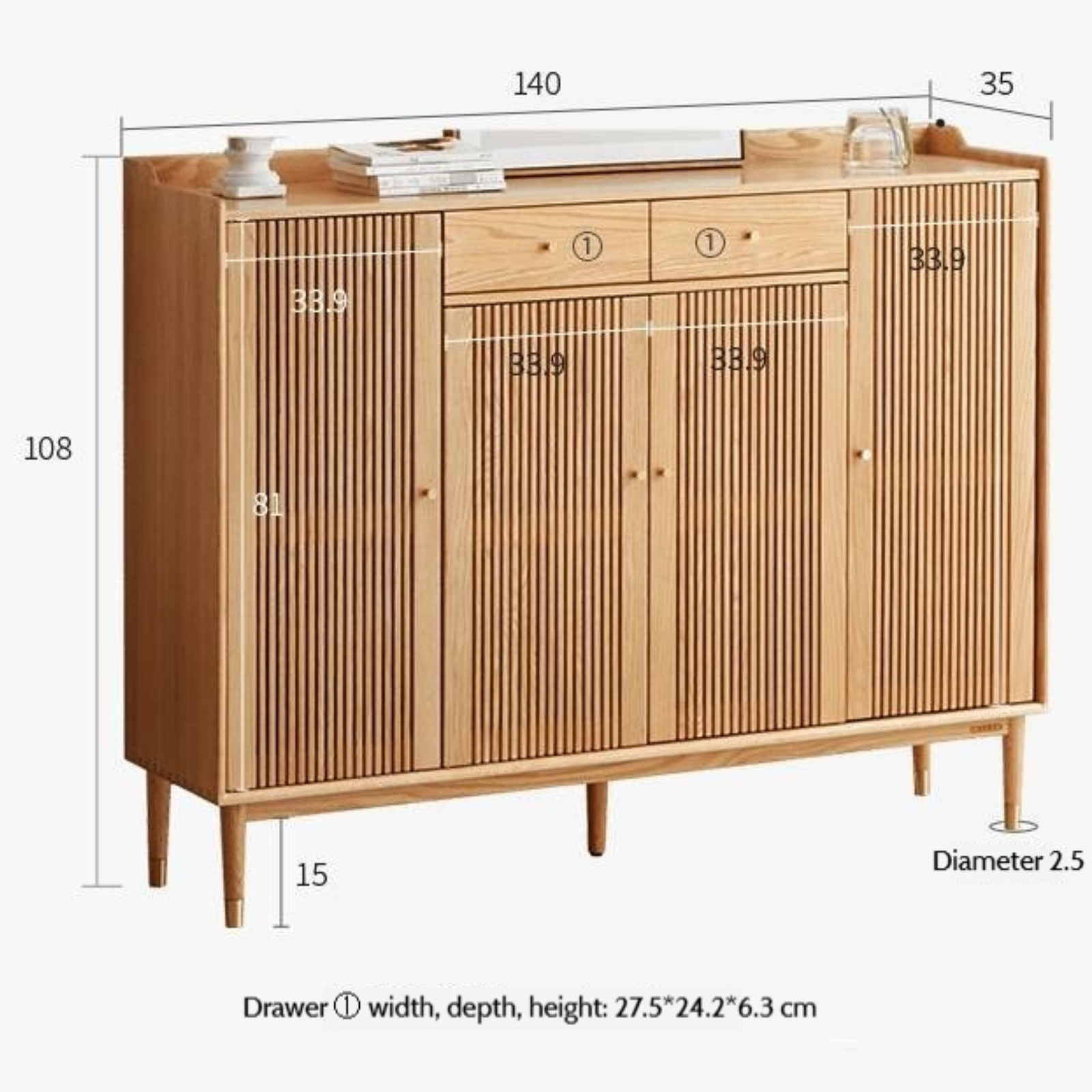 Oak Solid Wood Modern Nordic Storage Shoe Cabinet