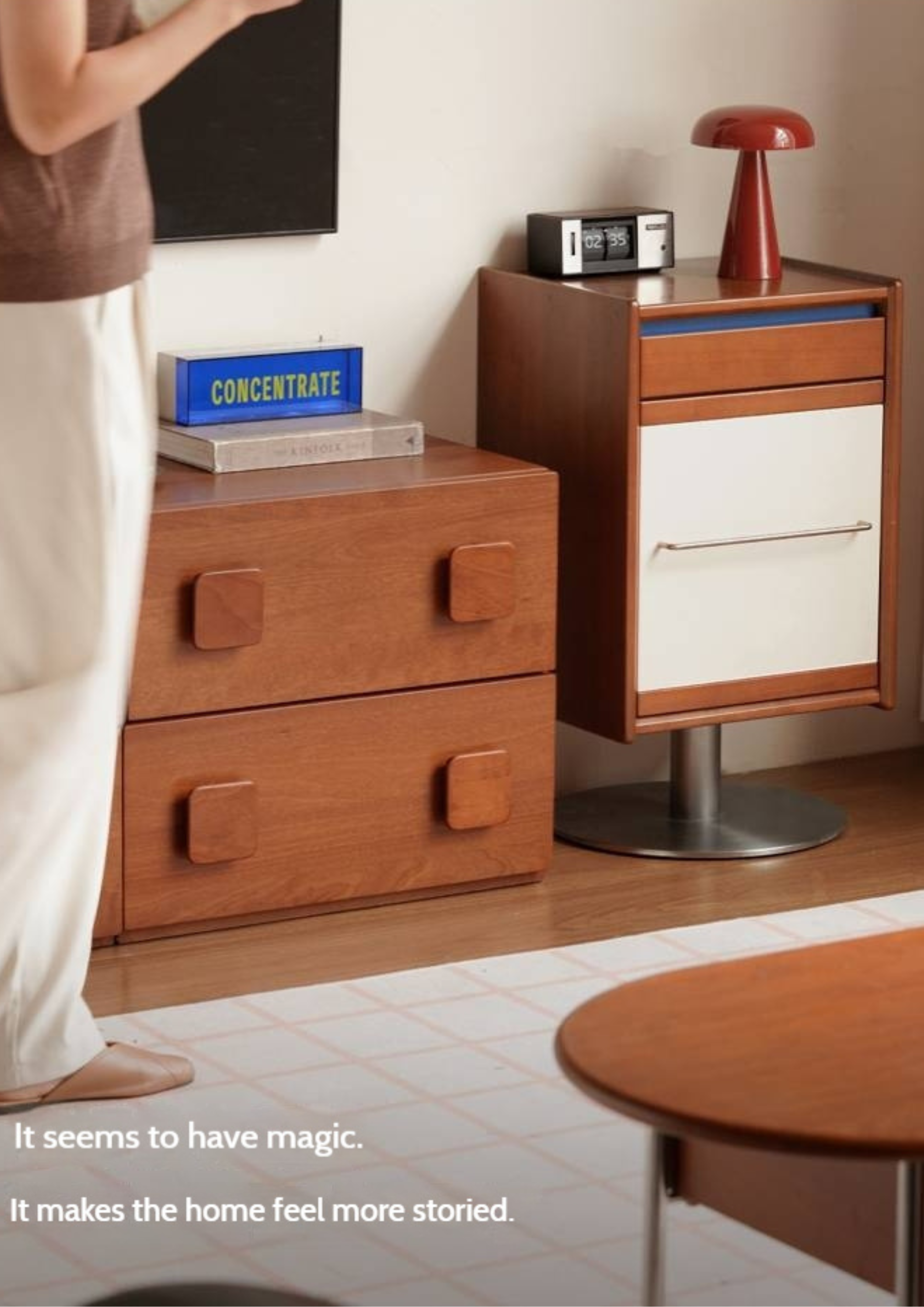 Poplar Solid Wood Vintage Side Table