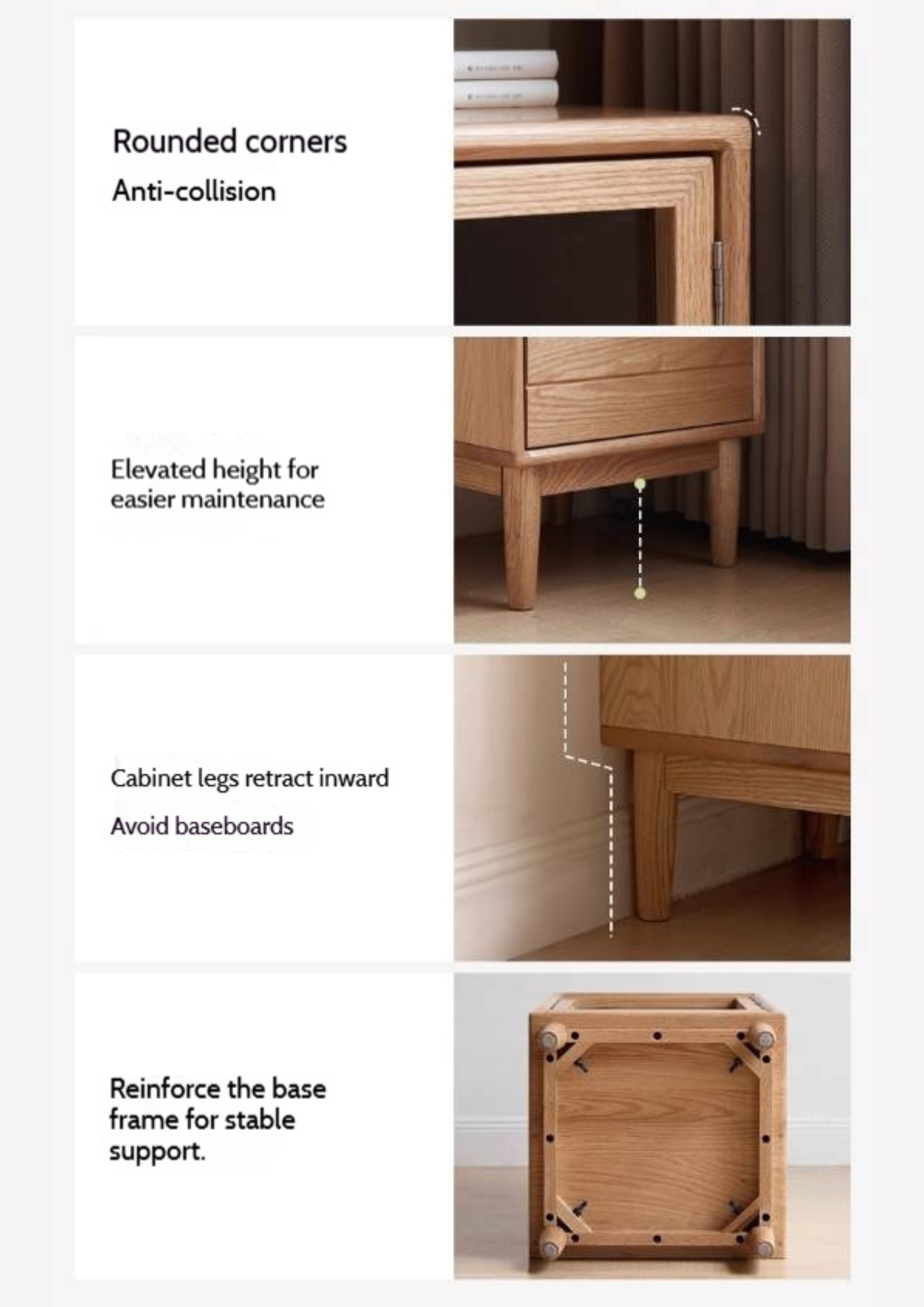 Oak Solid Wood Modern Simple Storage Side Cabinet.