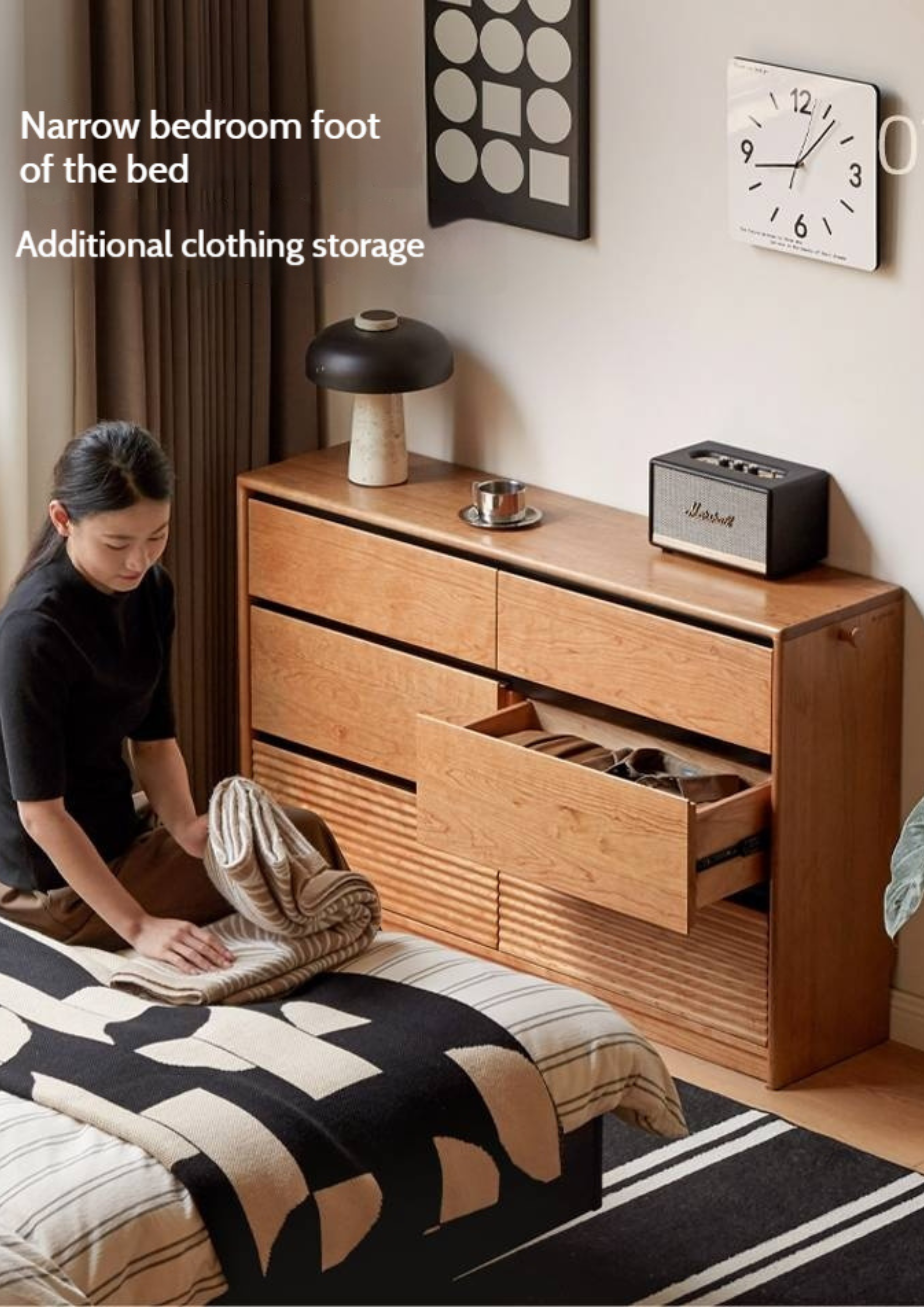 Cherry Solid Wood Retro Six-Drawer Chest