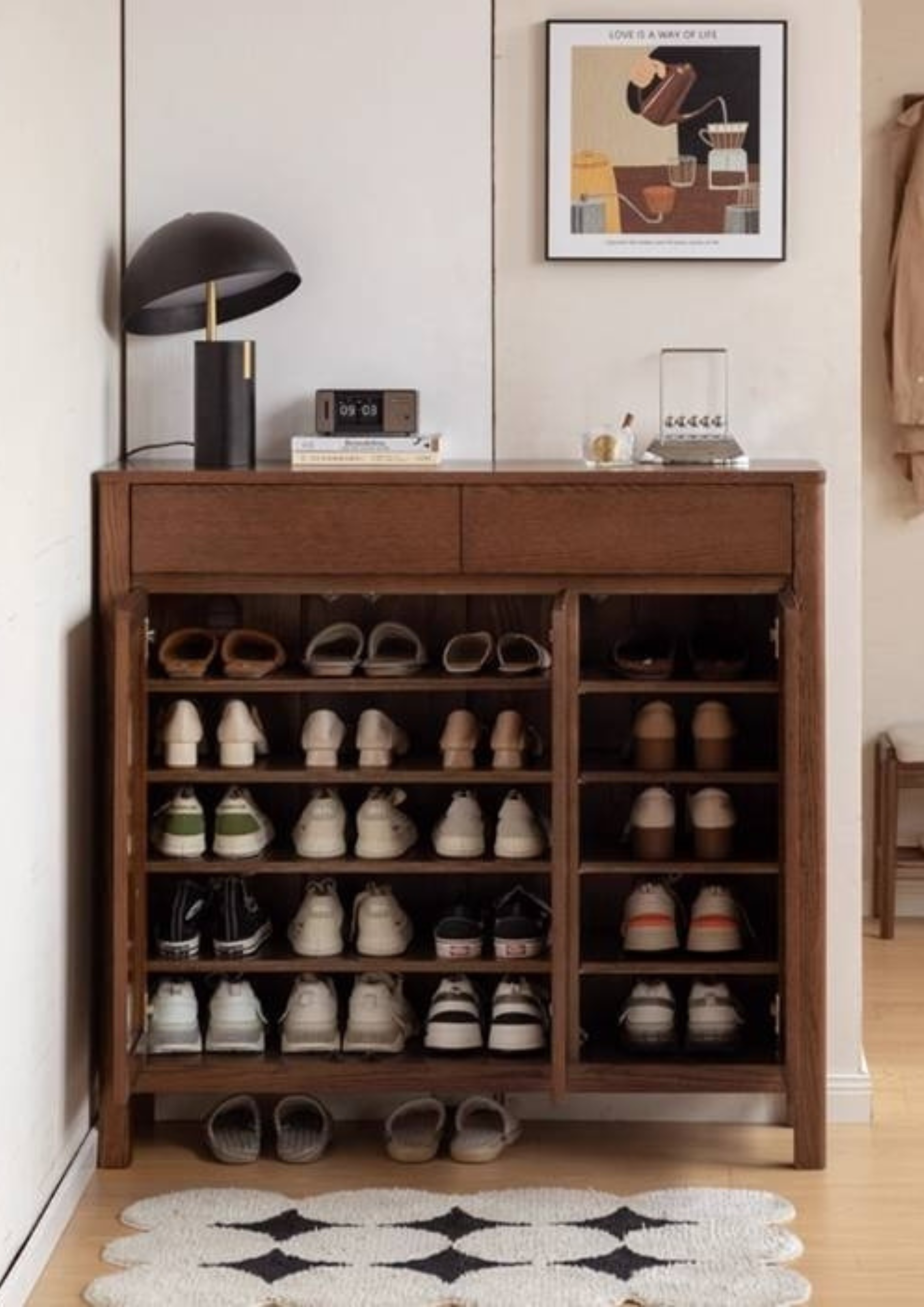 Ash Solid Wood Large Capacity Shoe Cabinet