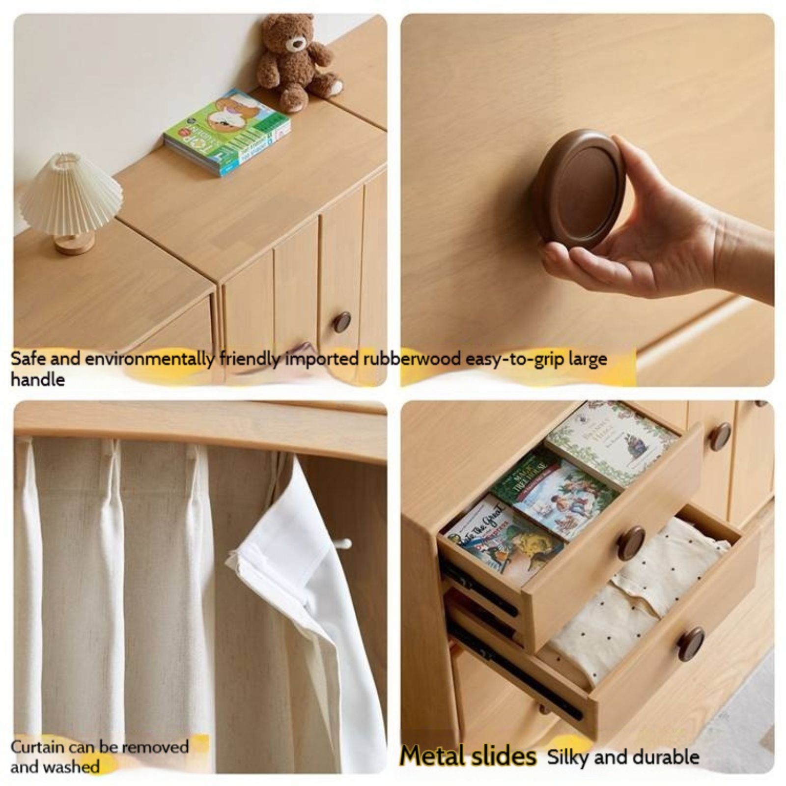 Solid Rubberwood Children's Wardrobe