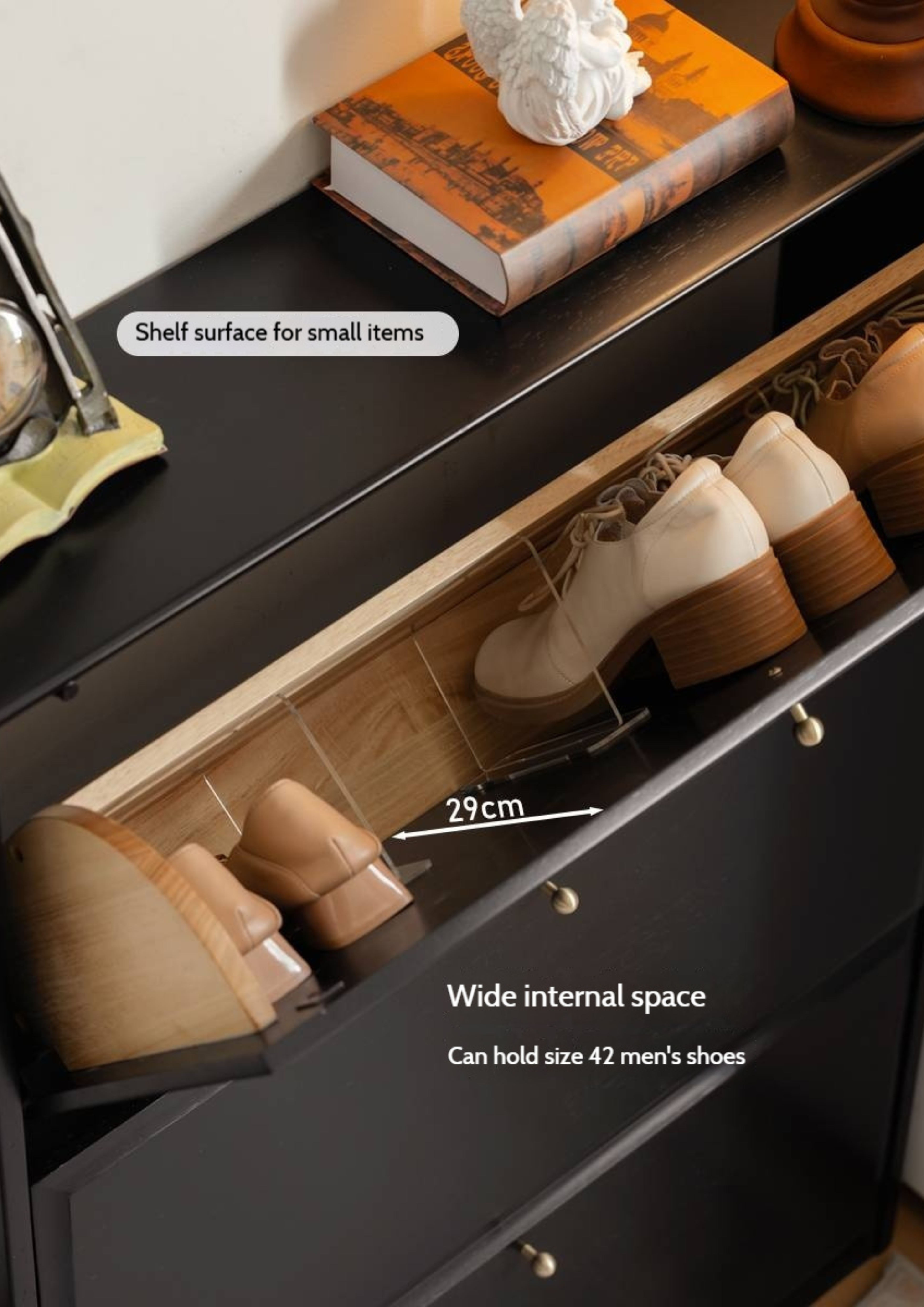 Oak Solid Wood American Retro Style Shoe Cabinet