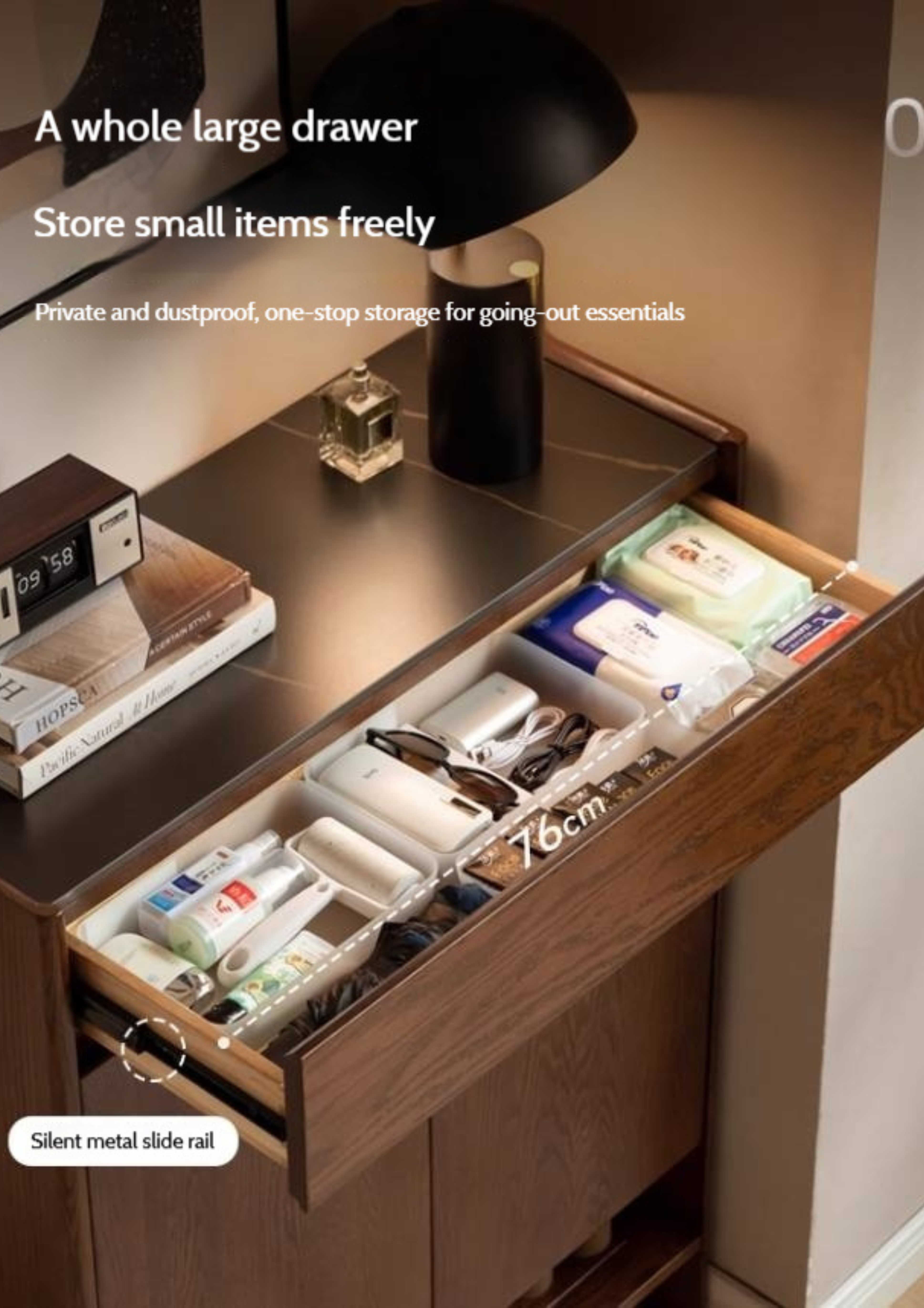 Oak Solid Wood Rock Plate Shoe Cabinet