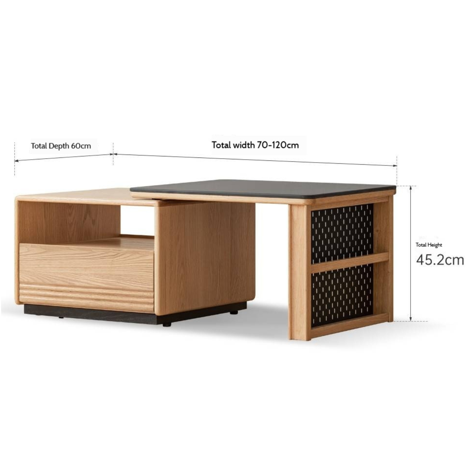 Beech Solid Wood Removable Rock Plate Telescopic Tea Table