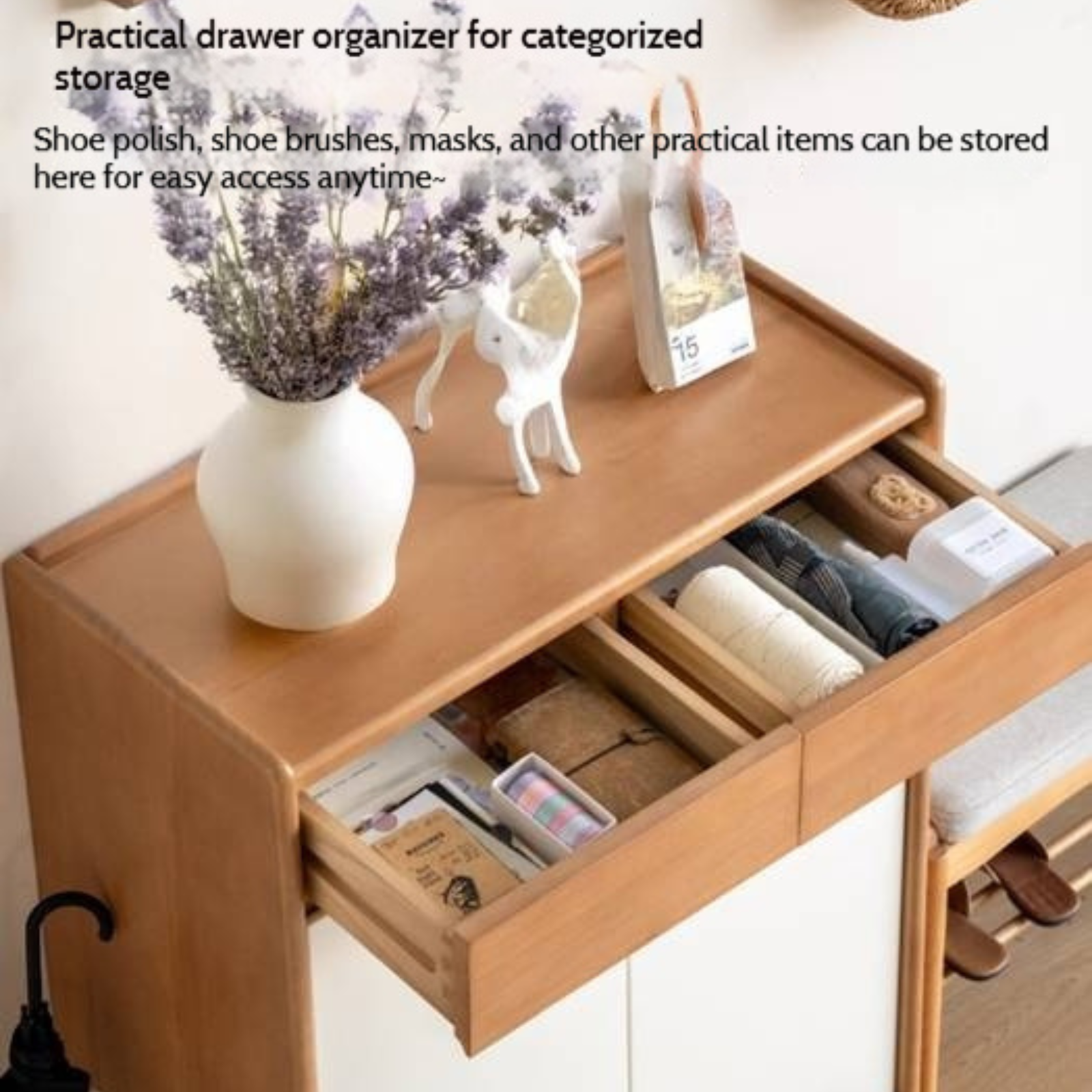 Poplar Solid Wood Shoe Cabinet