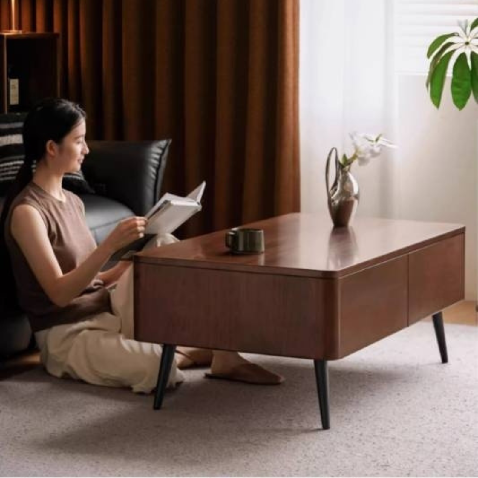 Sandalwood Solid Wood Italian Light Luxury Coffee Table