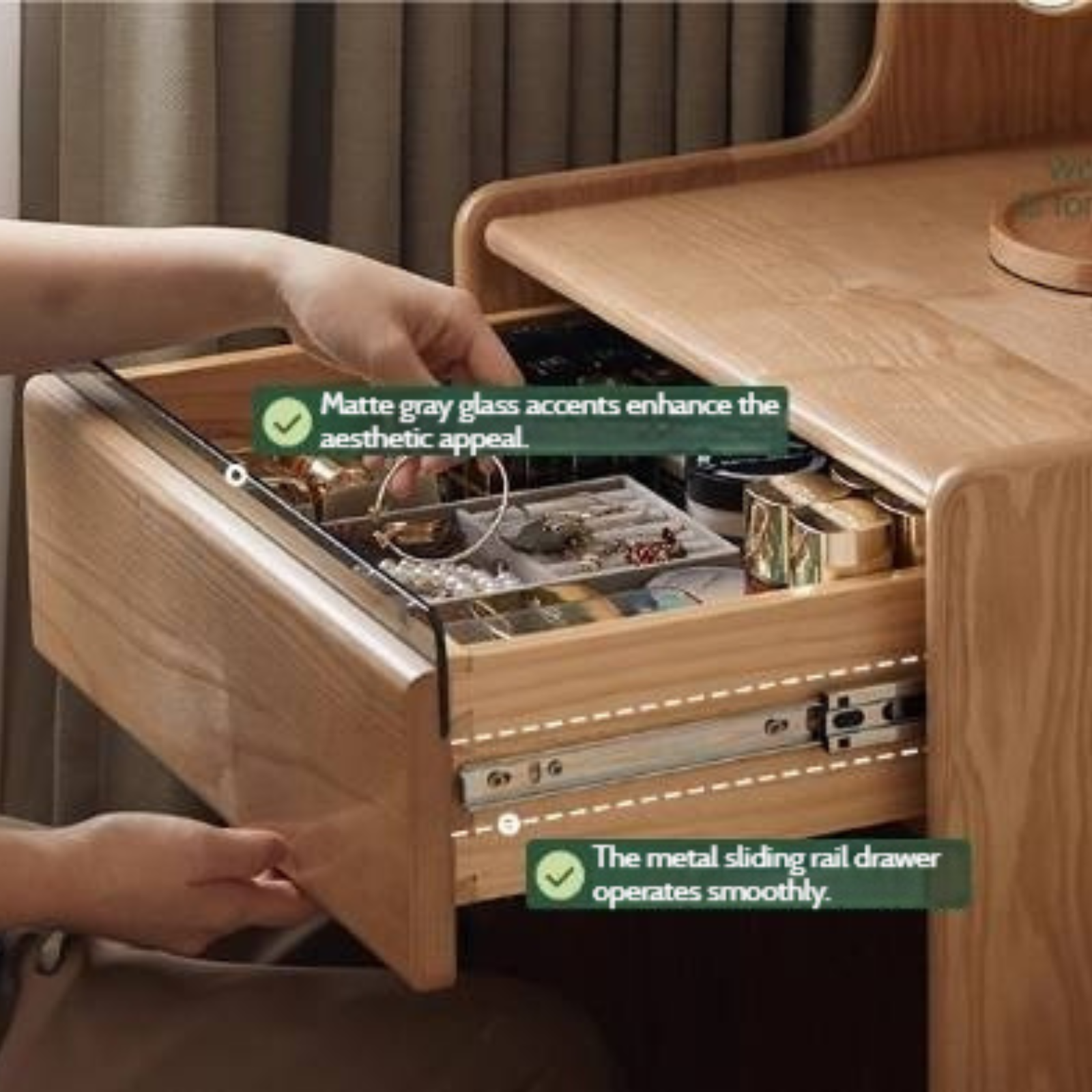 Ash Solid Wood Original Wood Style Multifunctional Dressing Table