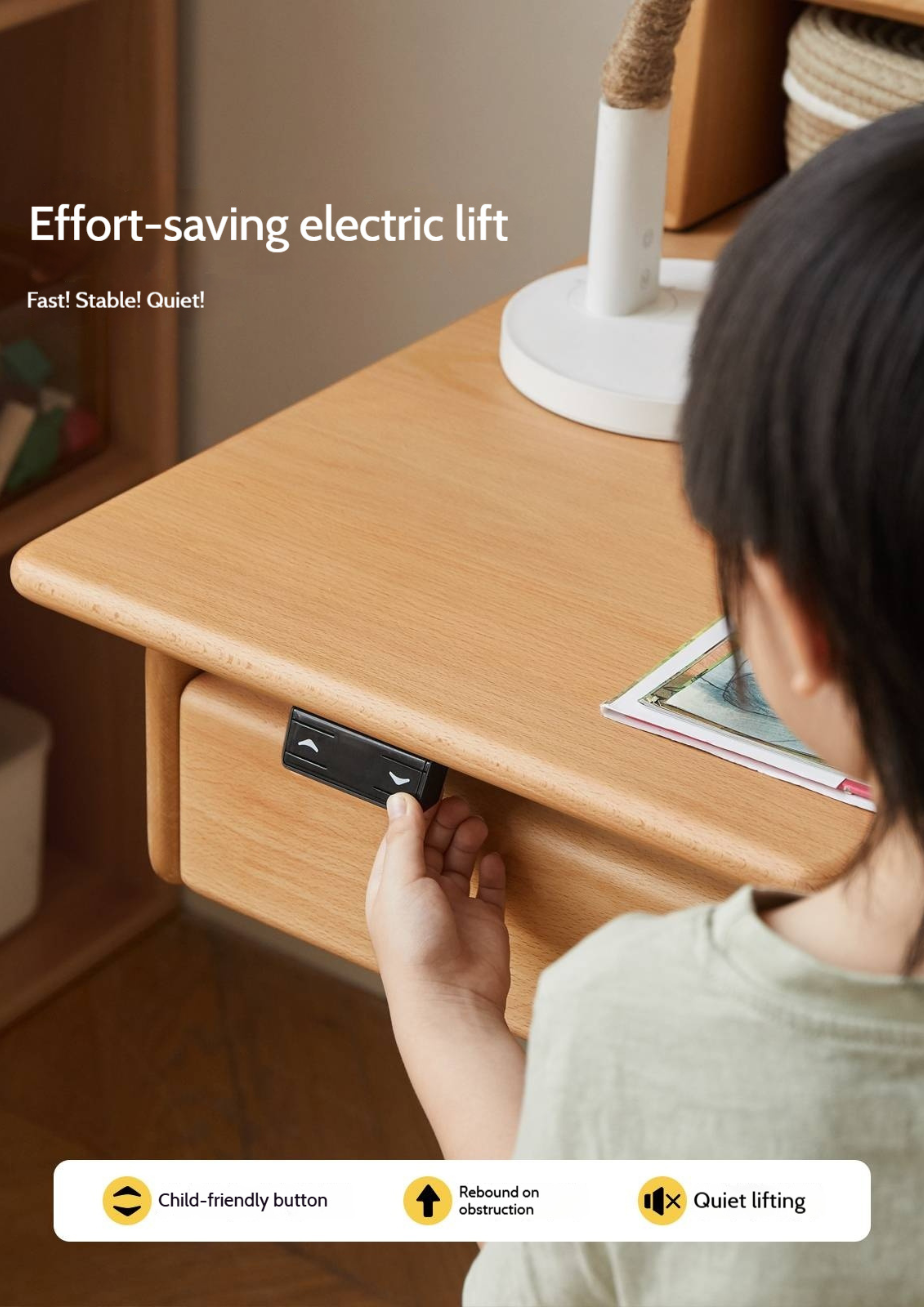 Beech Solid Wood Children's Electric Learning Desk