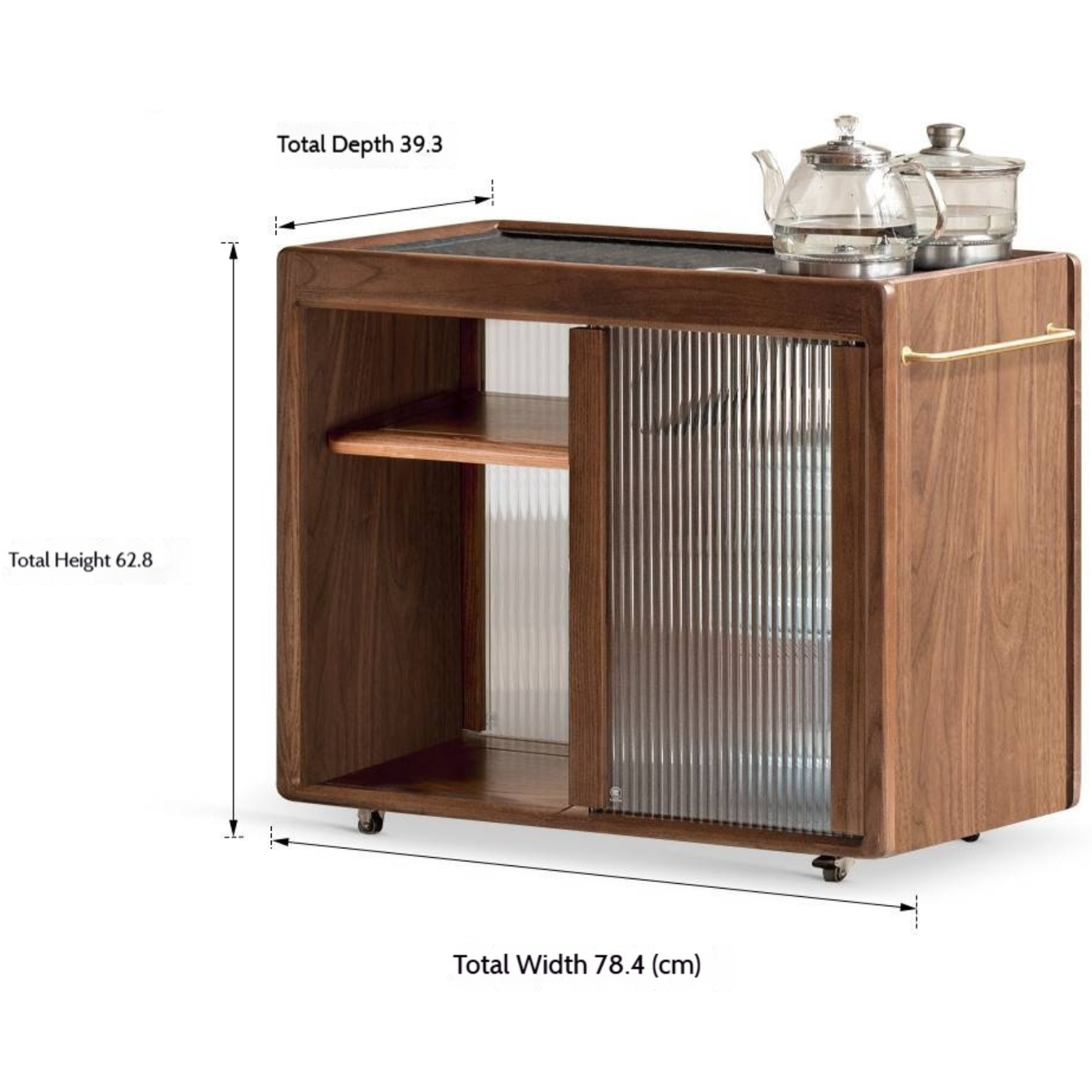 Black Walnut Solid Wood Tea Bar Integrated Side Cabinet