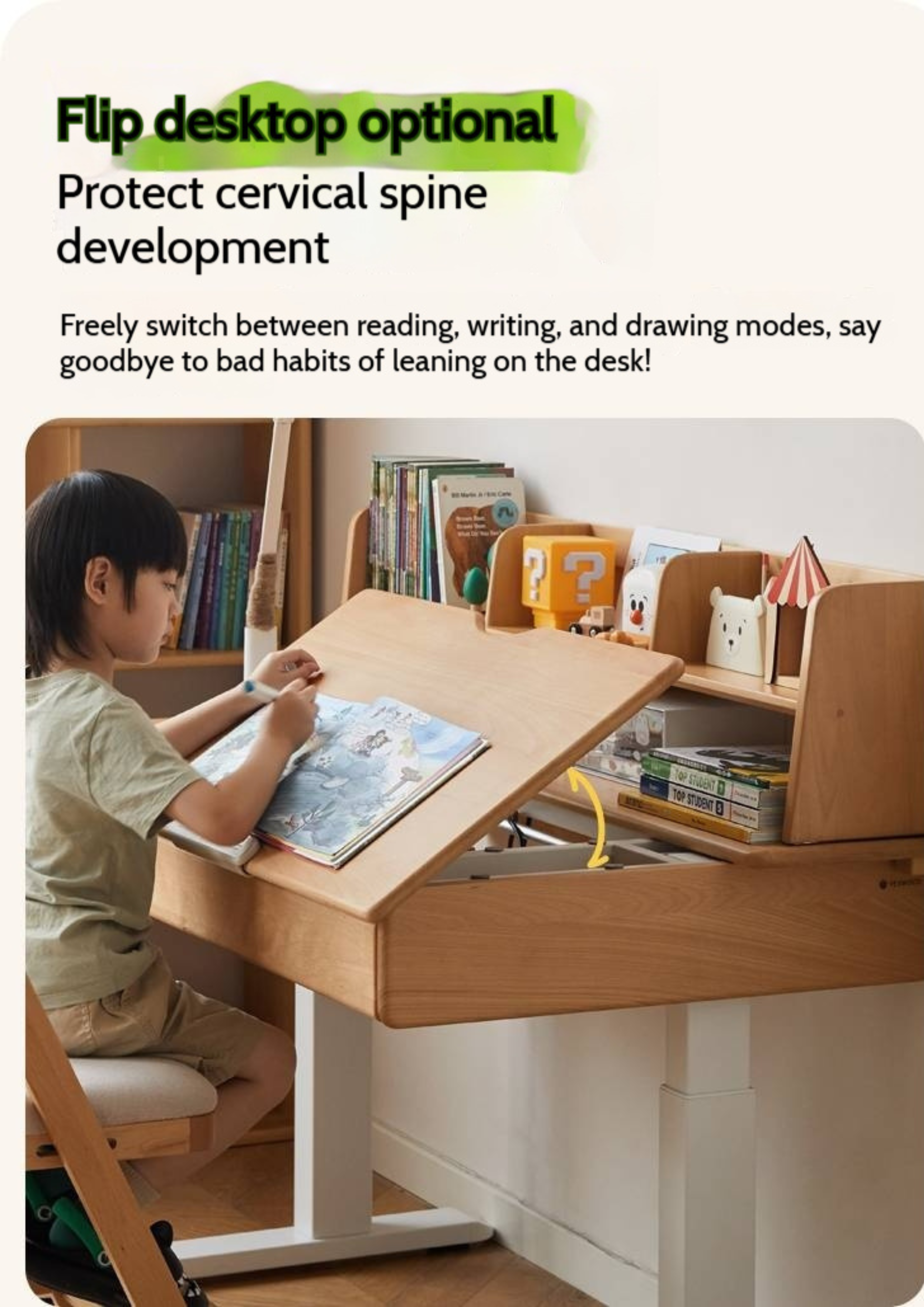 Beech Solid Wood Children's Electric Learning Desk