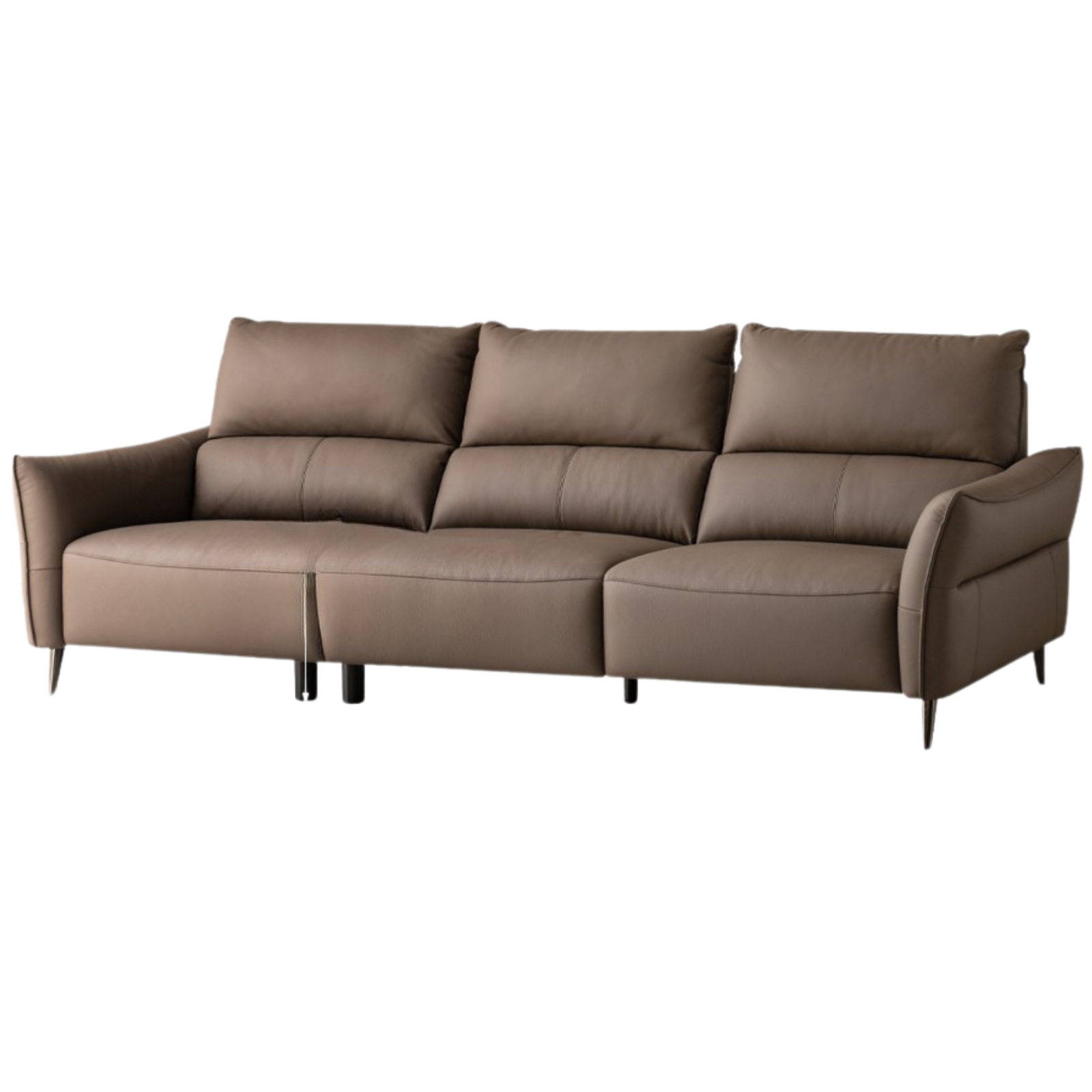 Genuine Top Grain Leather Modern Sofa, Clean Line Contemporary Design