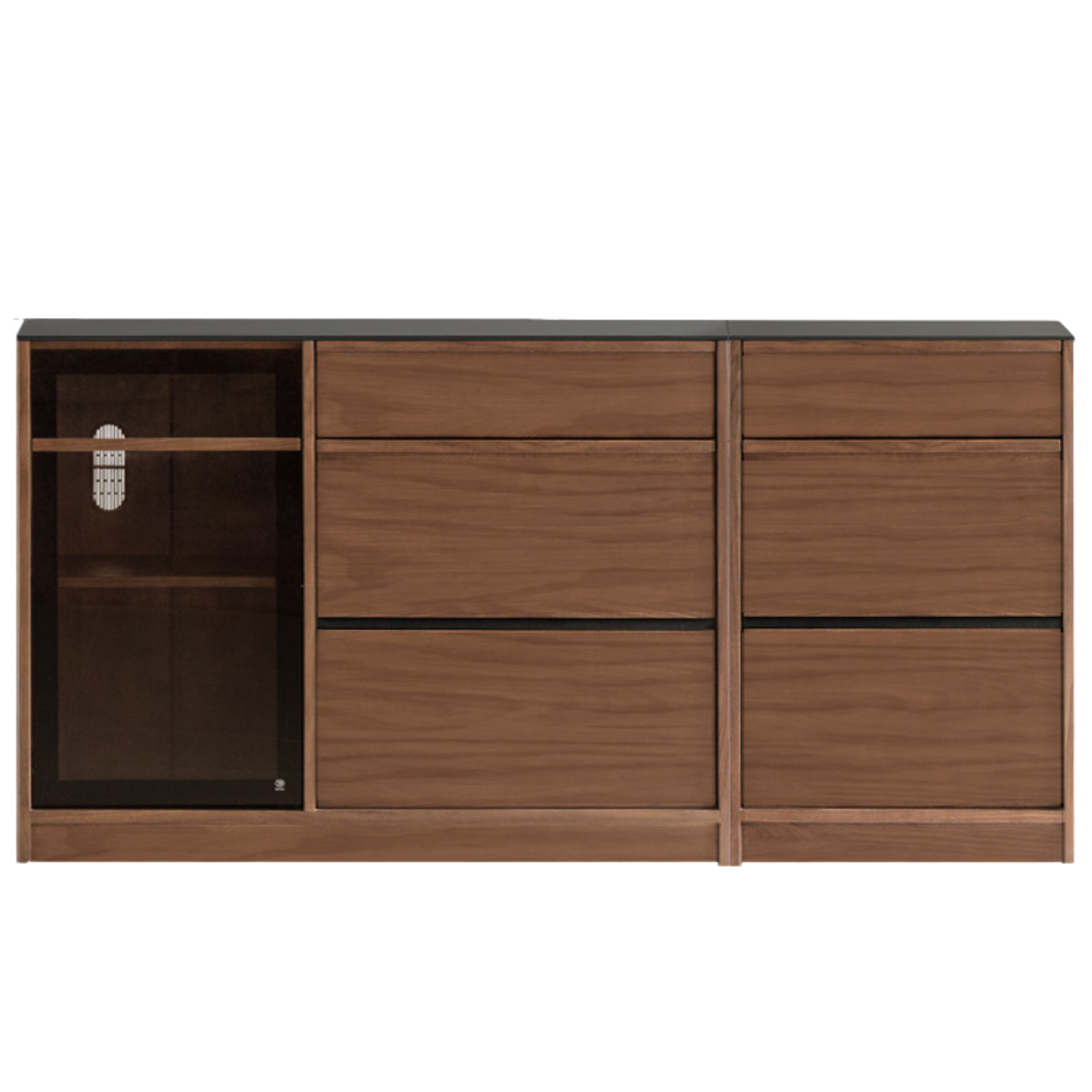 Black Walnut, Ash Solid Wood Light Luxury Style Rock Board Sideboard