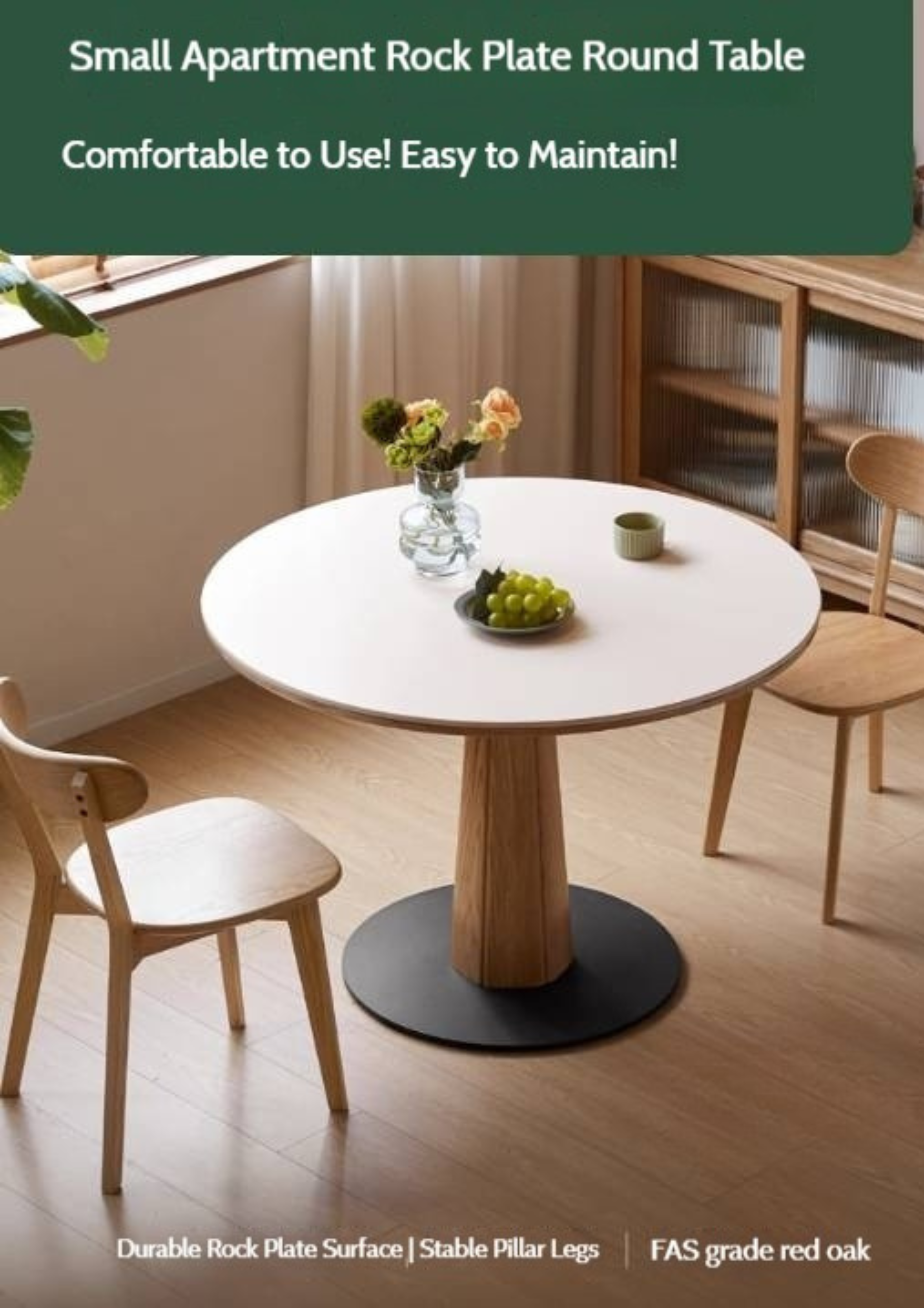 Oak Solid Wood Slab Round Dining Table
