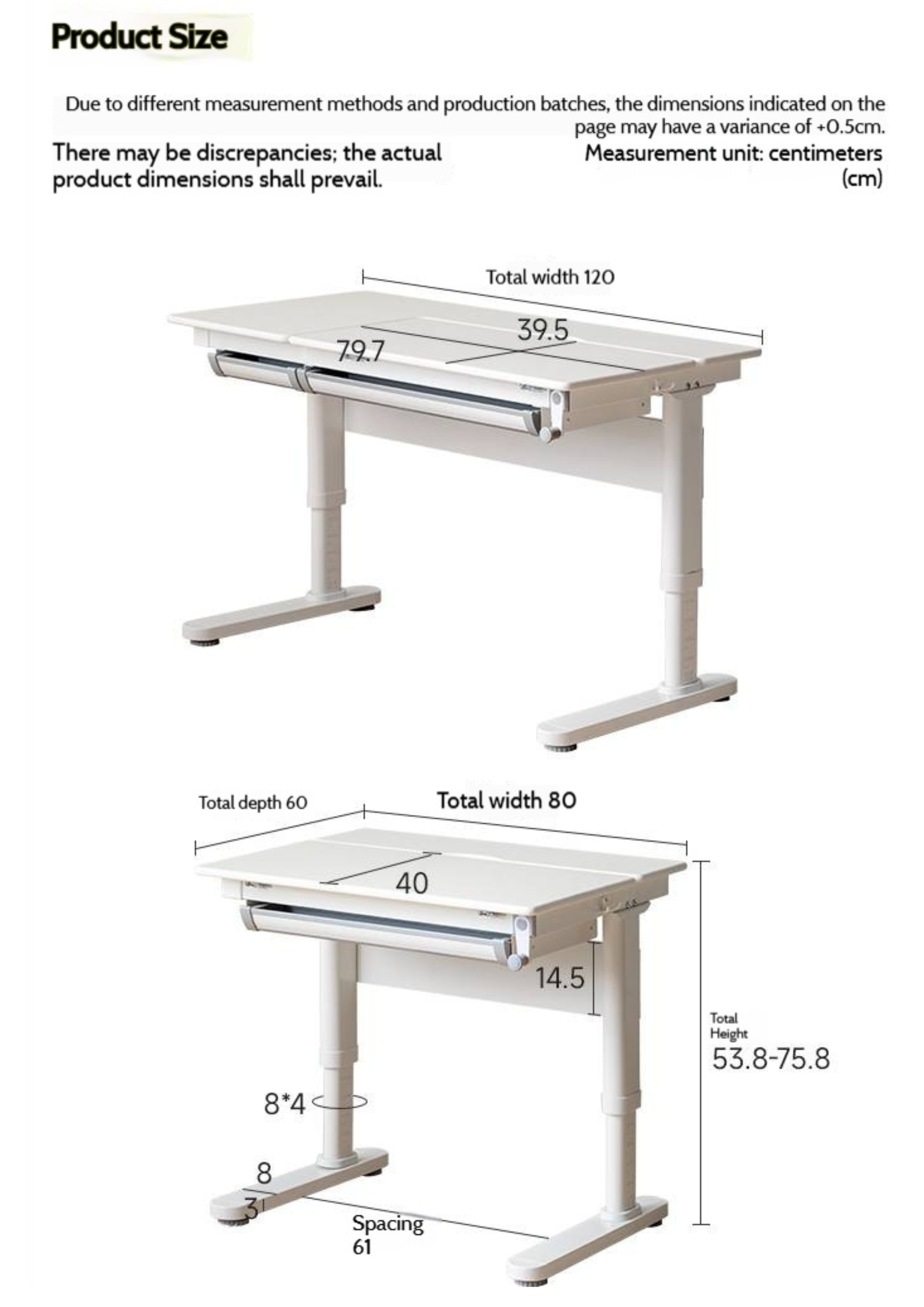 Solid Rubberwood Cream Style Children's Learning Desk