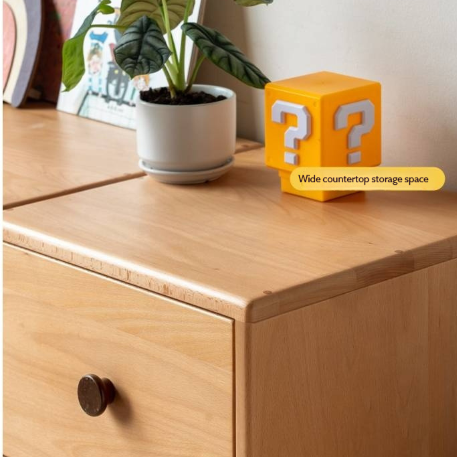 Solid Rubber Wood, Beech Solid Wood Nordic Style Children's Chest of Drawers