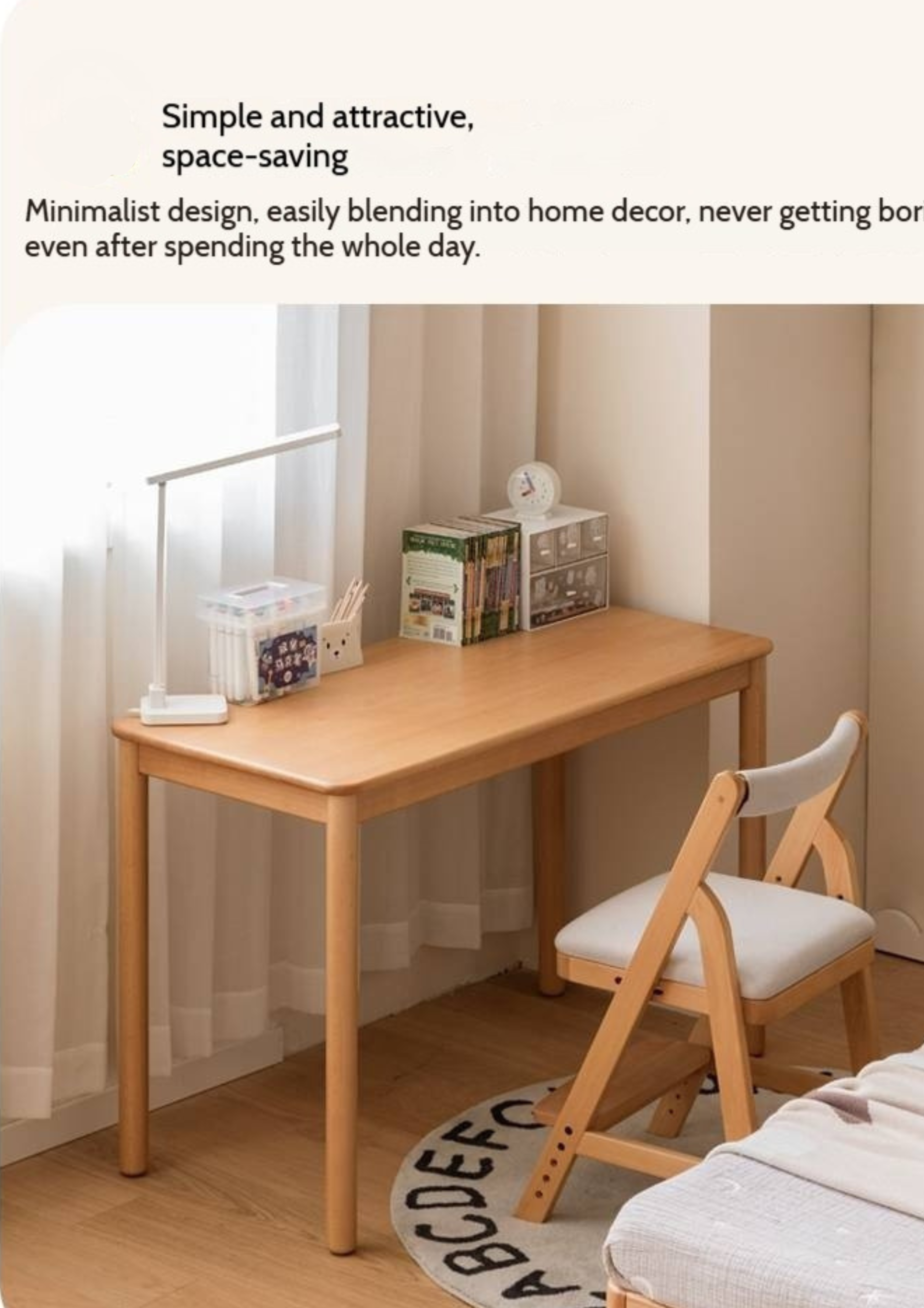 Beech Solid Wood Kids Study Table