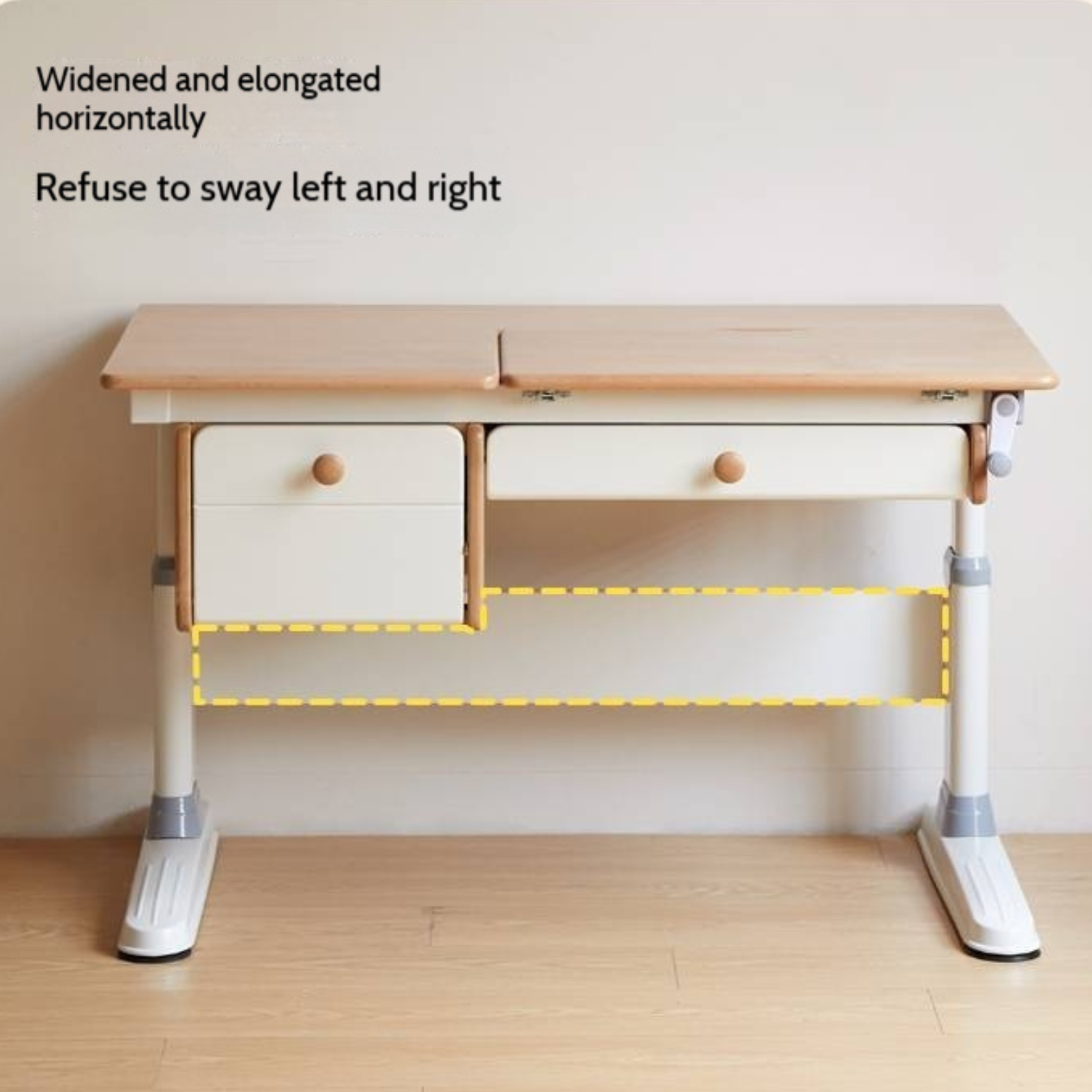 Beech Solid Wood Height Adjustable Children's Learning Desk with Eye-Protection Lamp