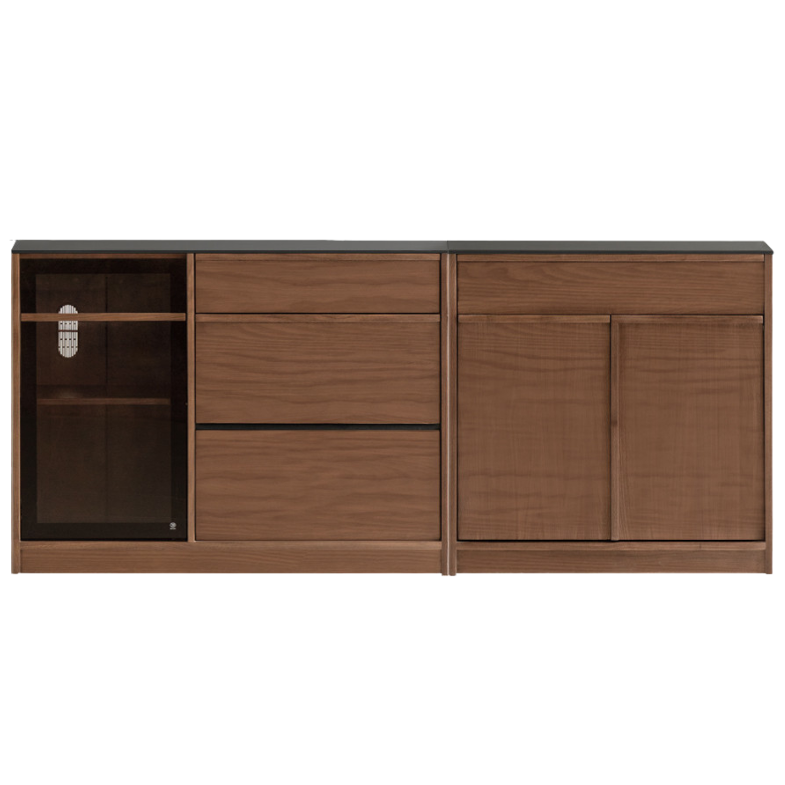 Black Walnut, Ash Solid Wood Light Luxury Style Rock Board Sideboard