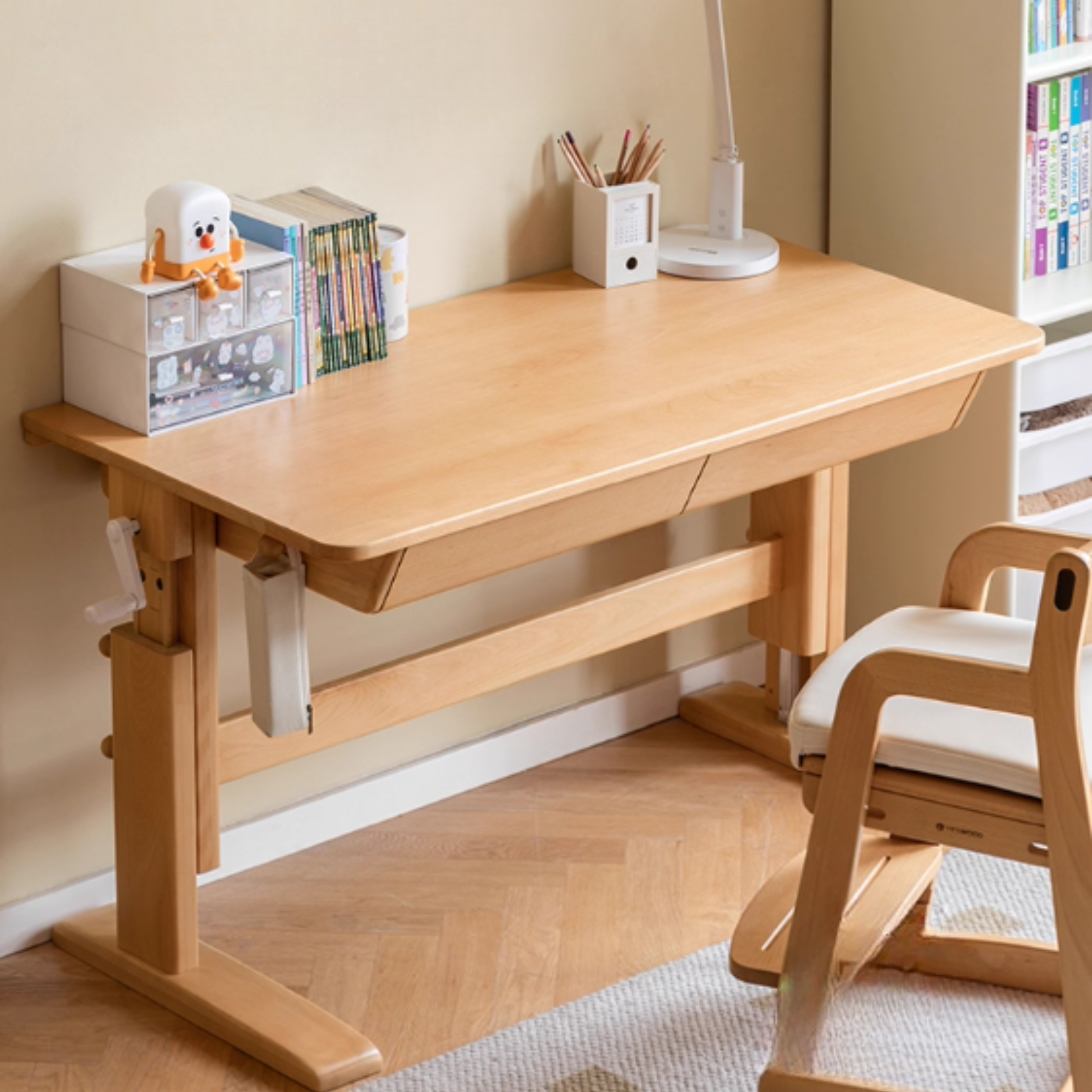 Beech Solid Wood Children's Hand-cranked Height Desk