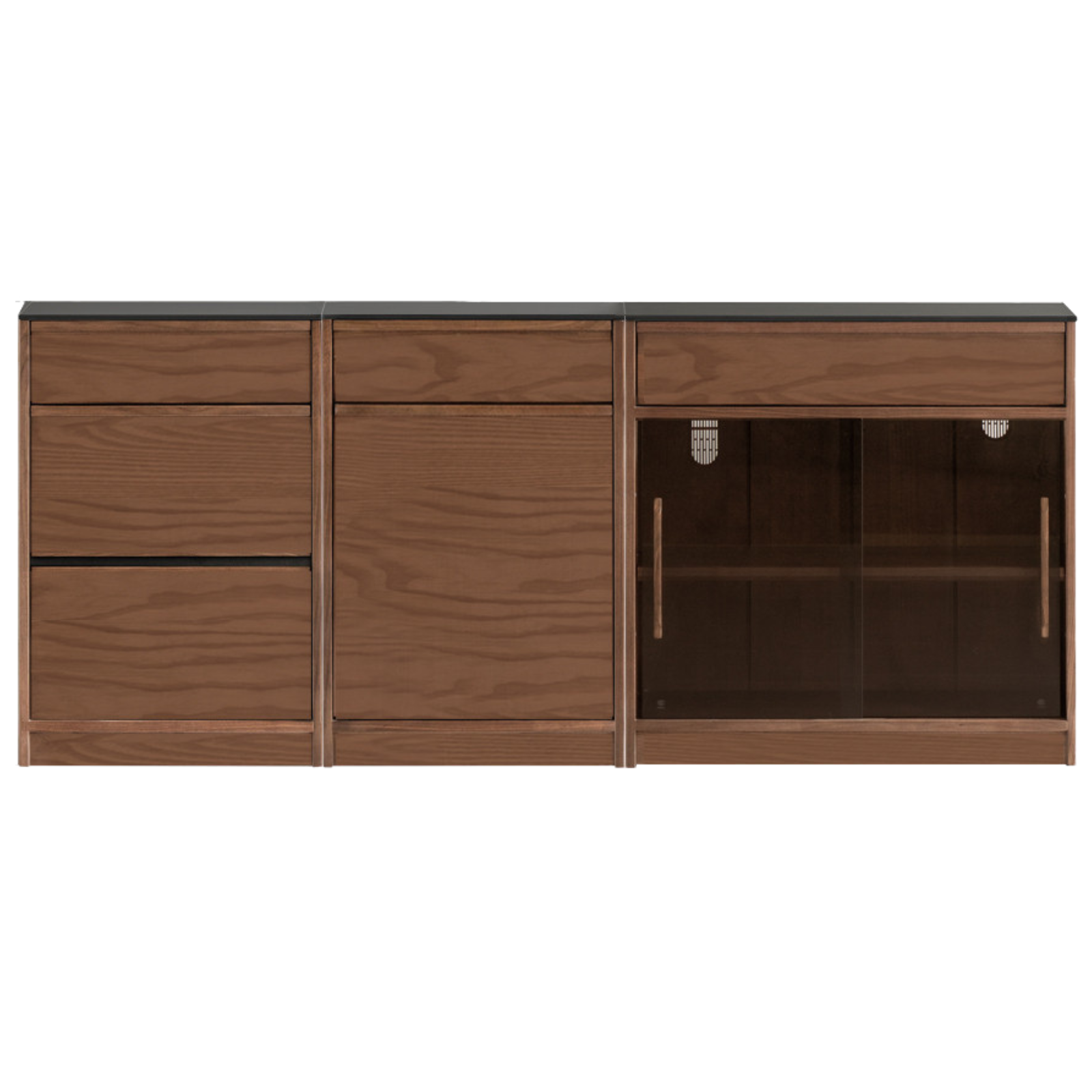 Black Walnut, Ash Solid Wood Light Luxury Style Rock Board Sideboard