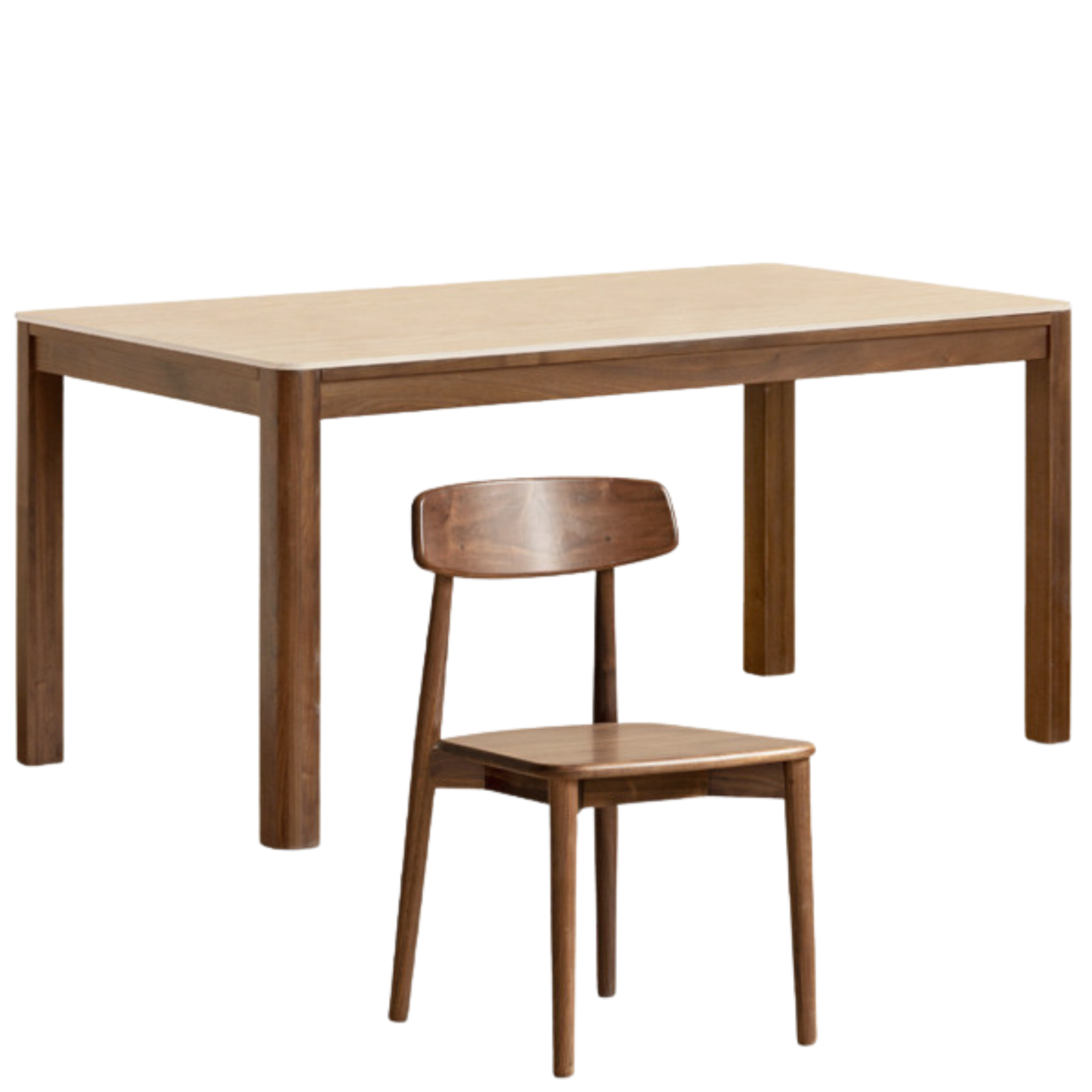 Black Walnut Solid Wood Light Luxury Style Rock Plate Dining Table