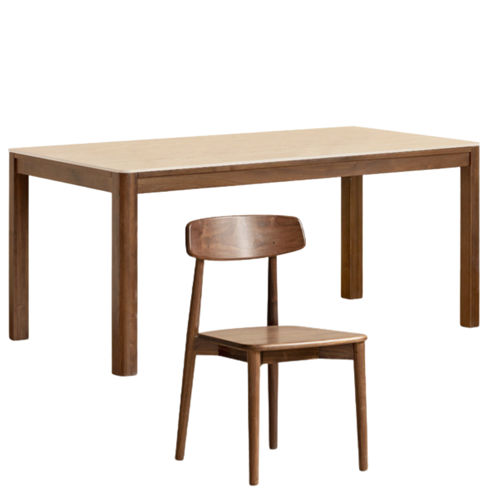 Black Walnut Solid Wood Light Luxury Style Rock Plate Dining Table