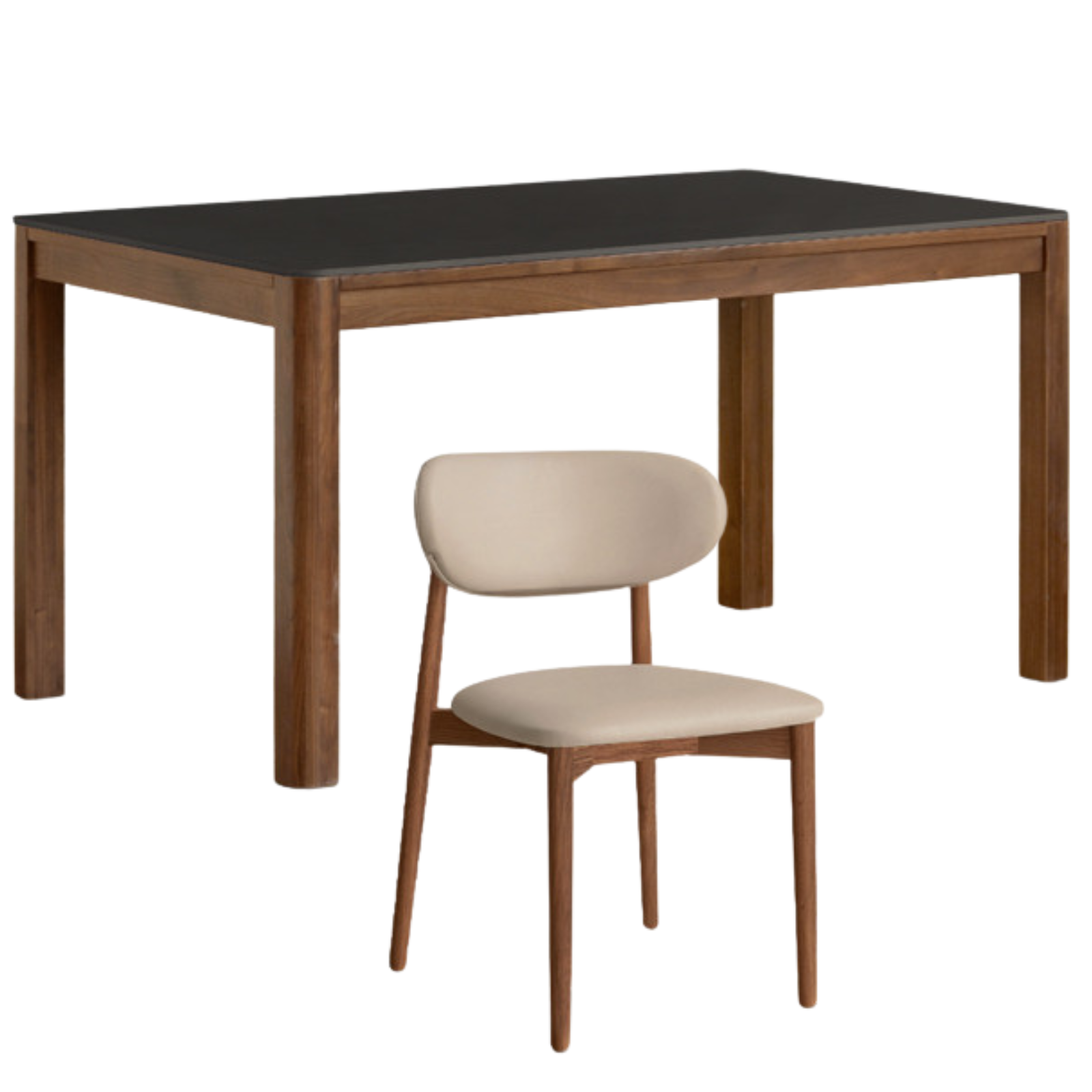 Black Walnut Solid Wood Light Luxury Style Rock Plate Dining Table