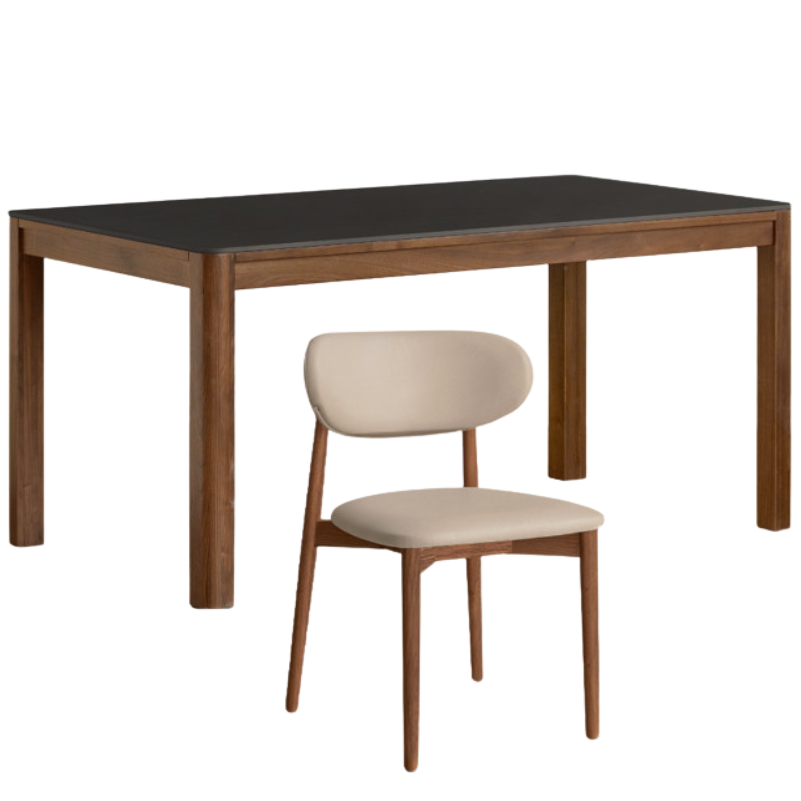 Black Walnut Solid Wood Light Luxury Style Rock Plate Dining Table