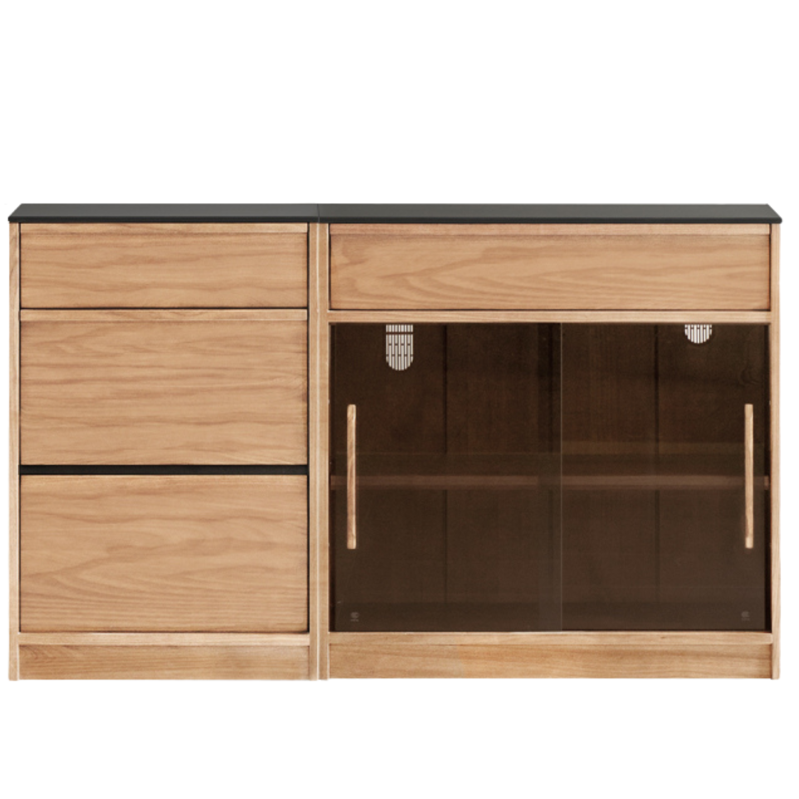 Black Walnut, Ash Solid Wood Light Luxury Style Rock Board Sideboard