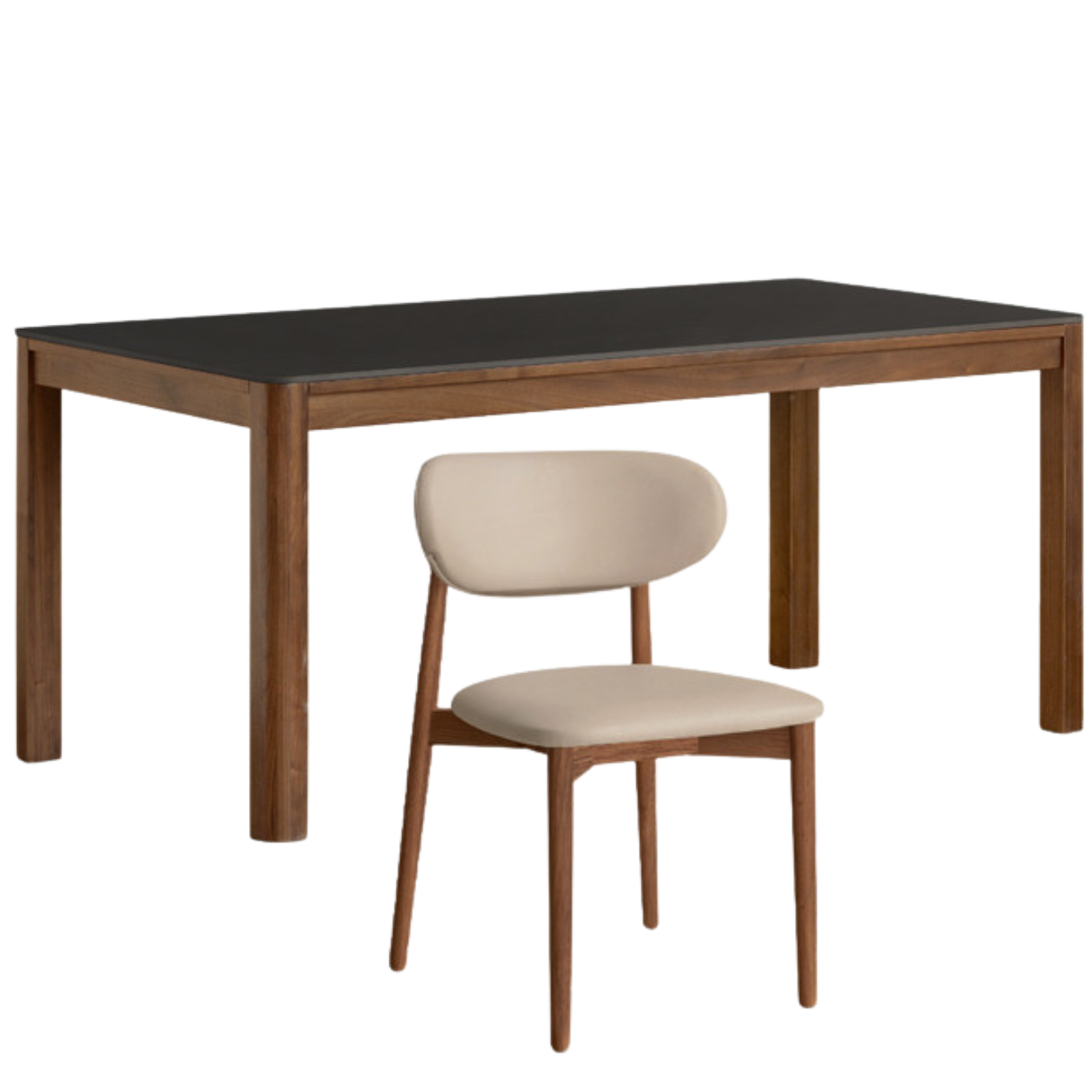 Black Walnut Solid Wood Light Luxury Style Rock Plate Dining Table