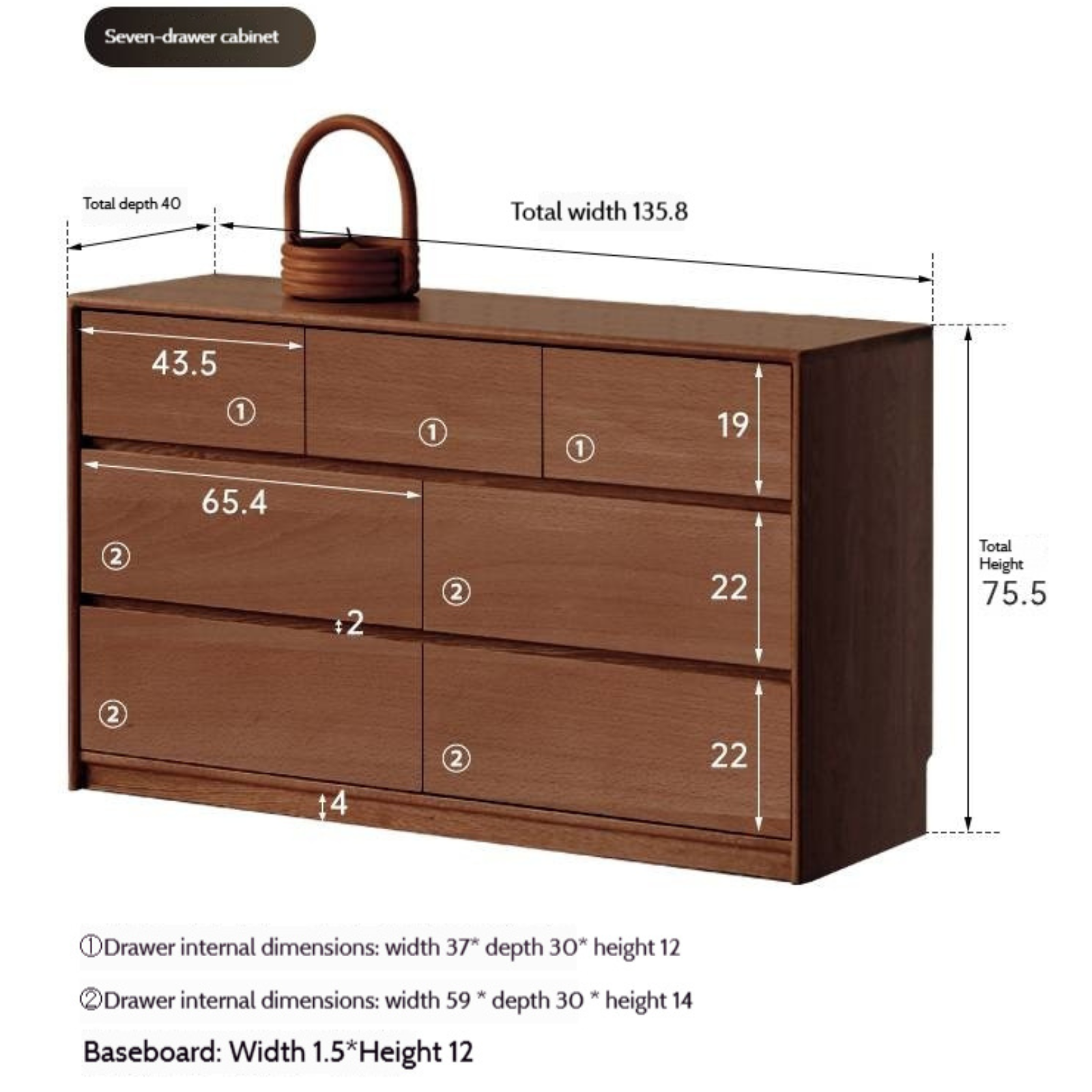 Oak Solid Wood Modern Drawer Cabinet
