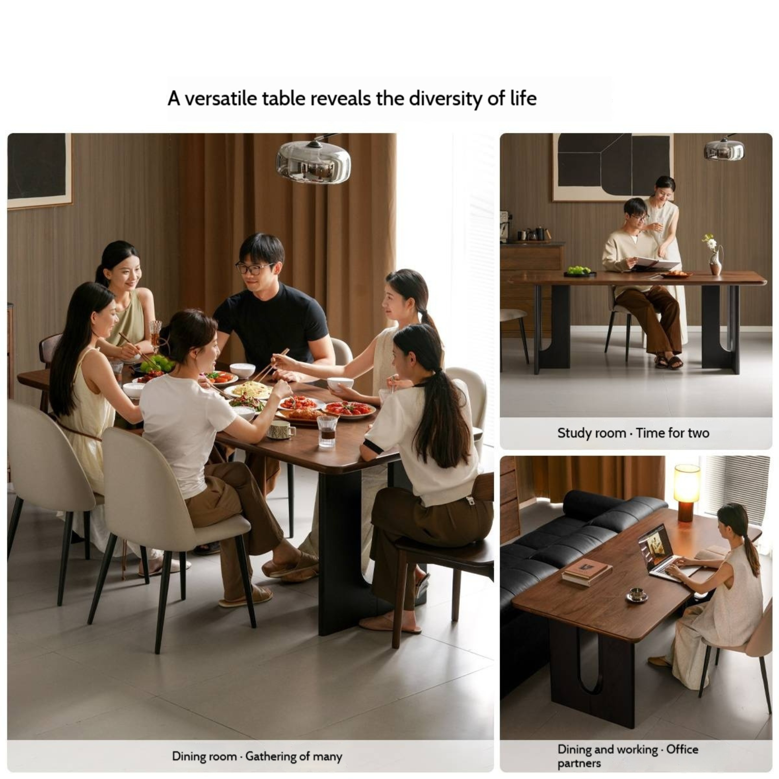 Black Walnut Solid Wood Light Luxury Dining Table