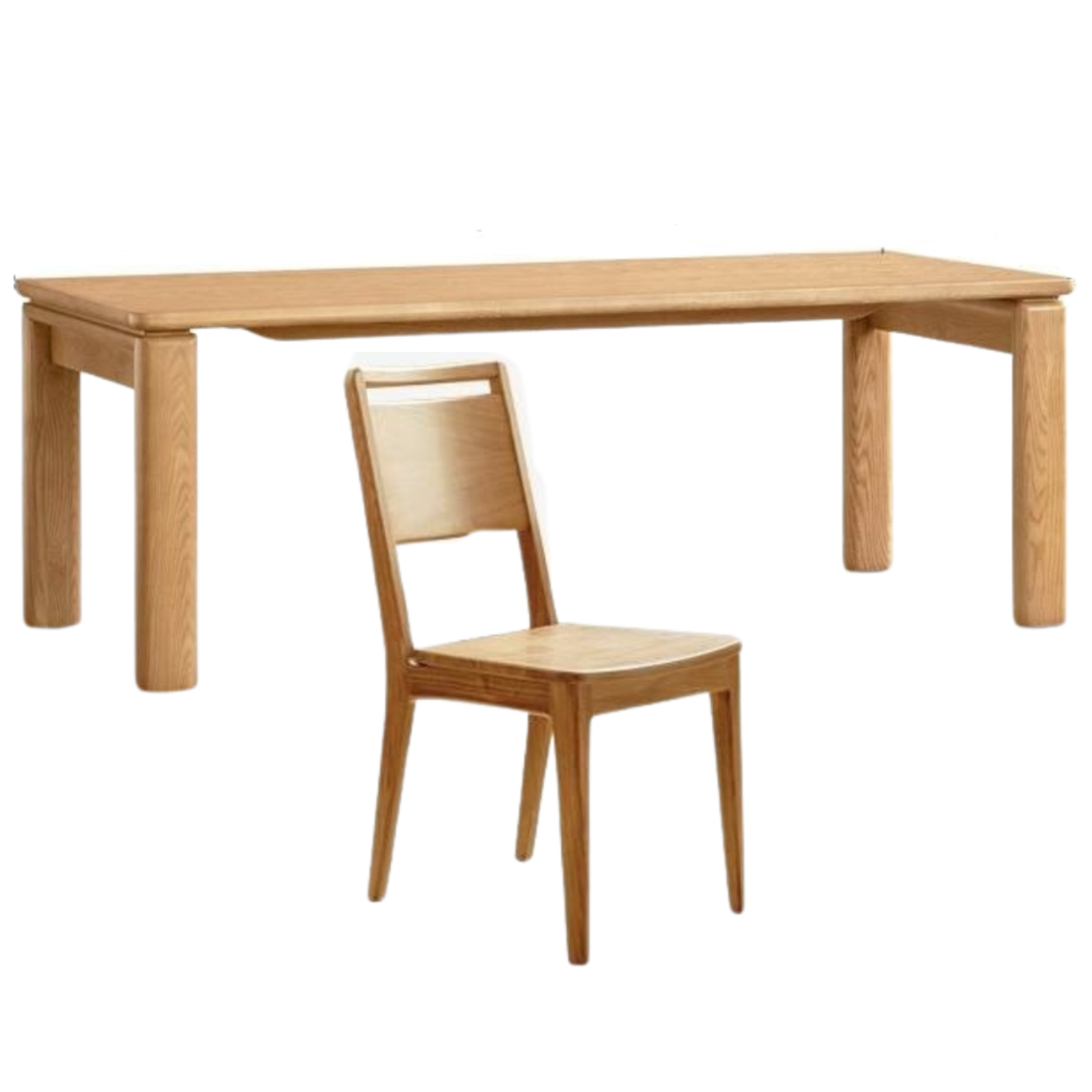 Ash Solid Wood Modern Log Style Dining Table
