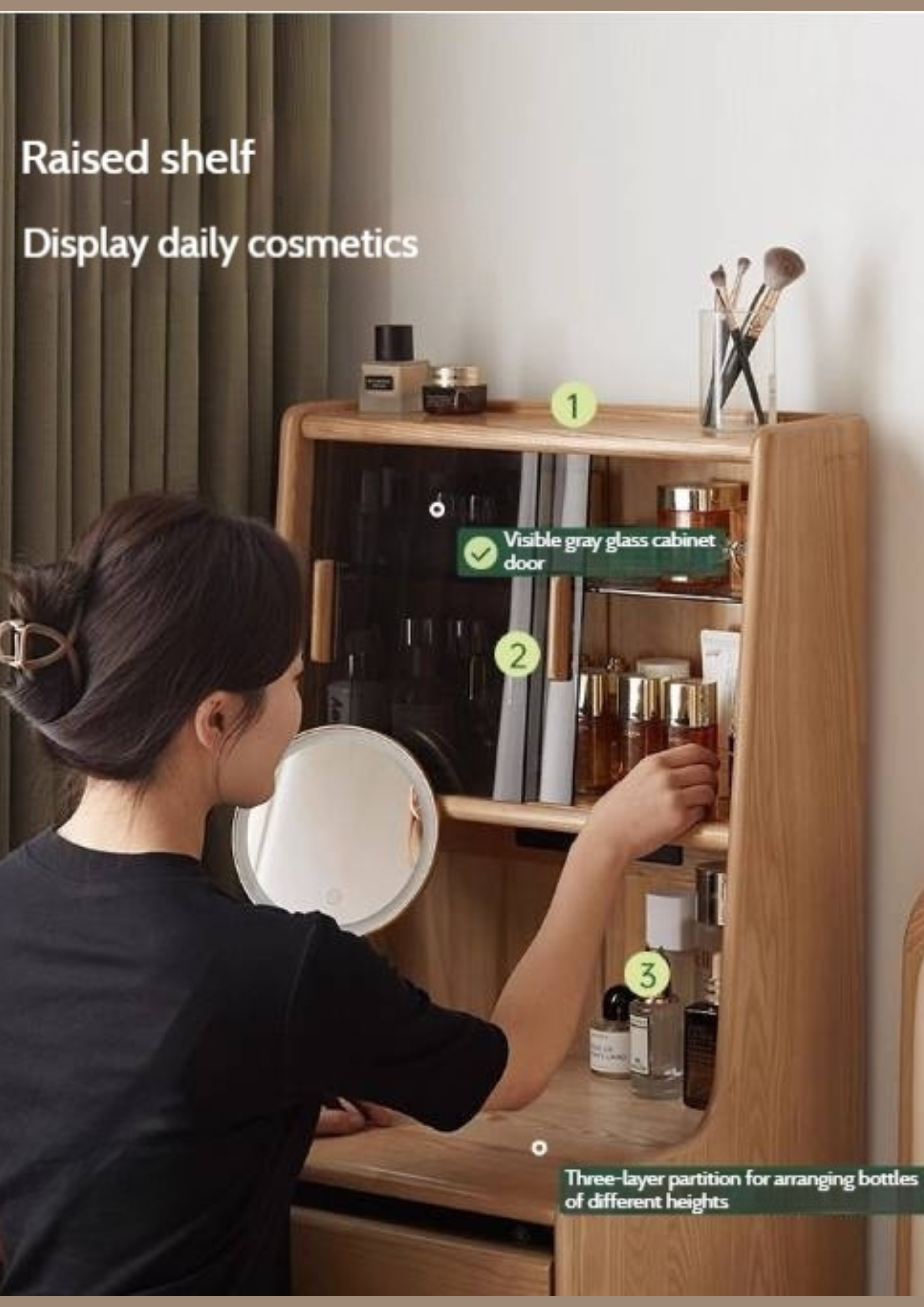 Ash Solid Wood Original Wood Style Multifunctional Dressing Table