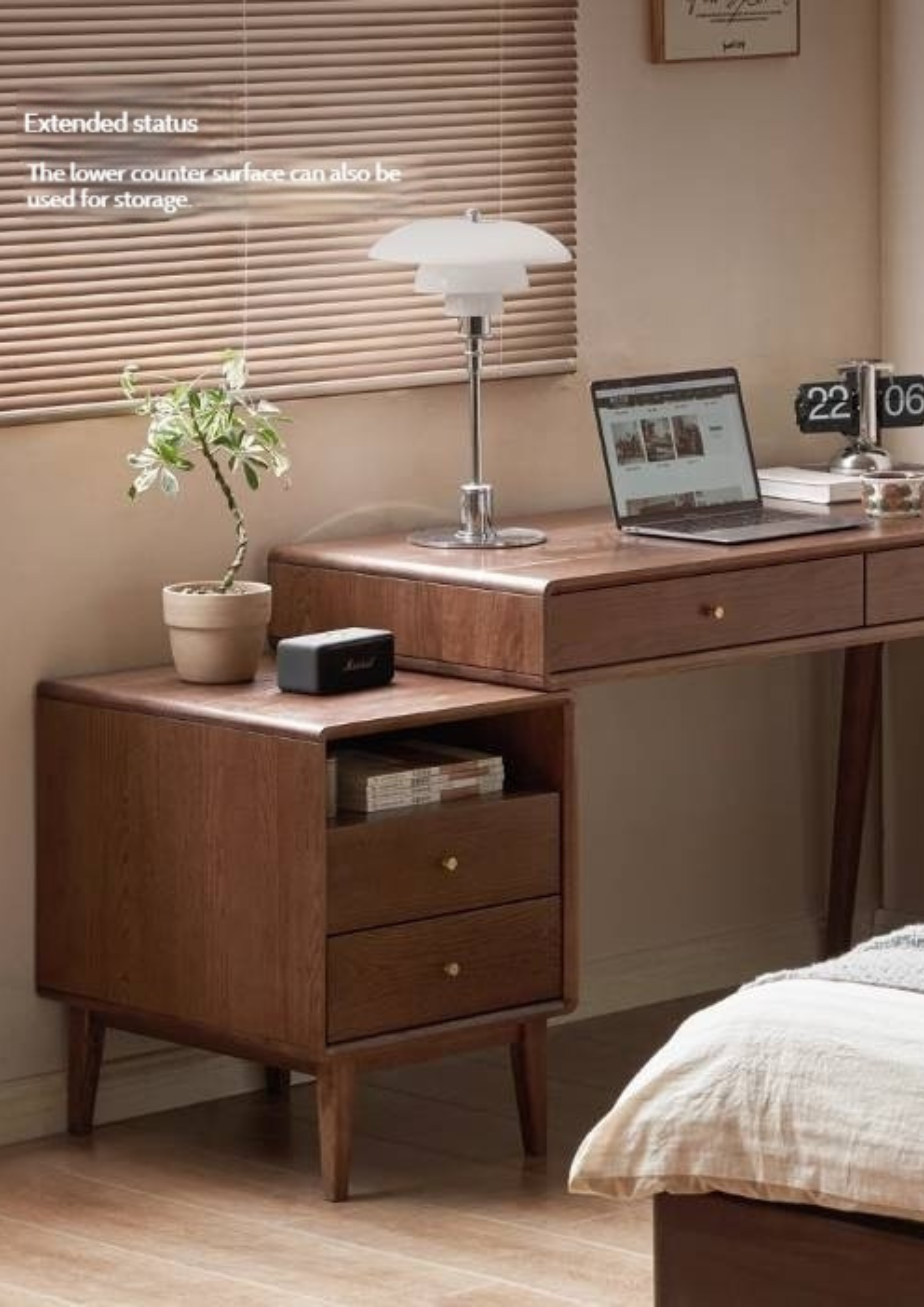 Oak Solid Wood Extendable Computer Desk