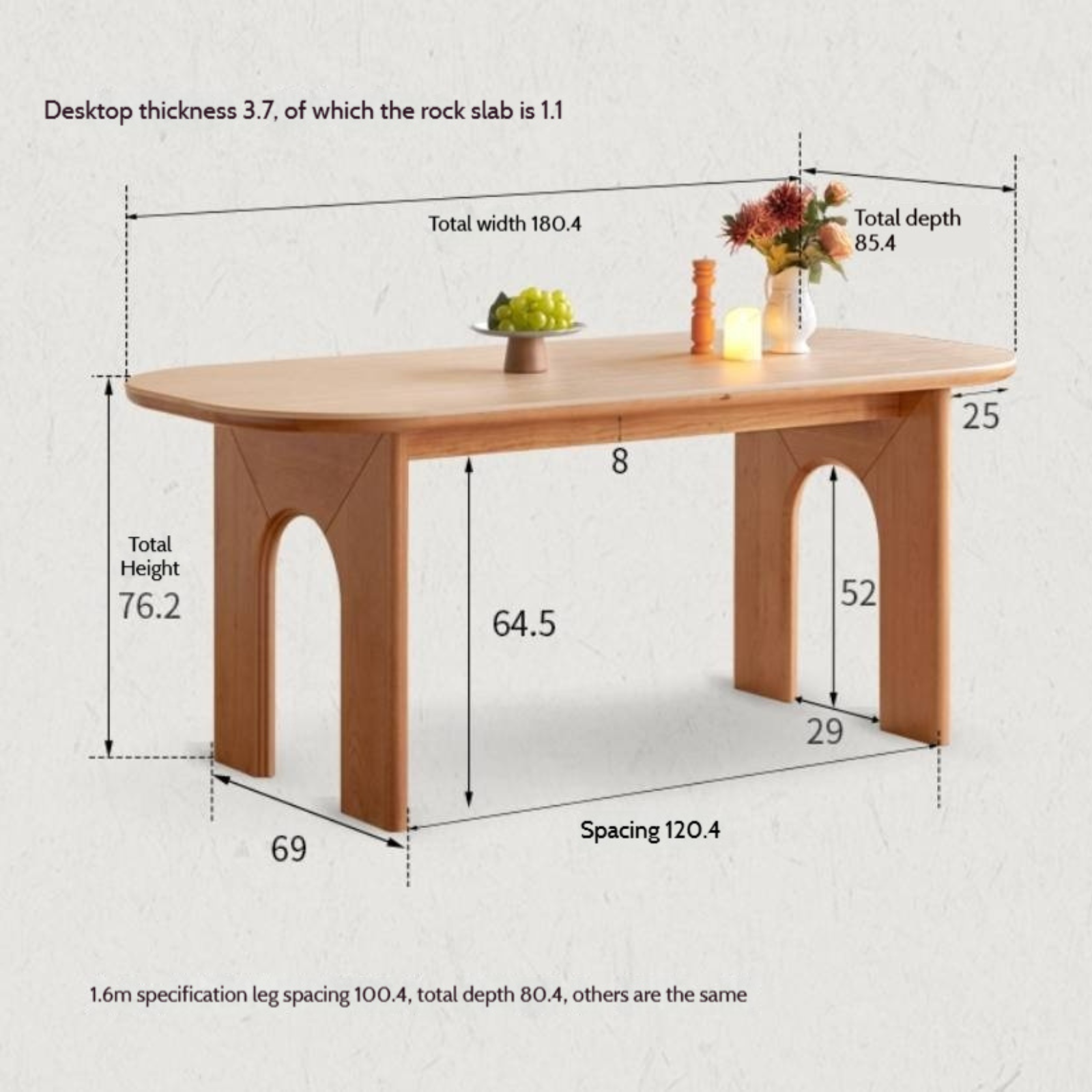 Cherry Solid Wood French Retro Style Slab Dining Table