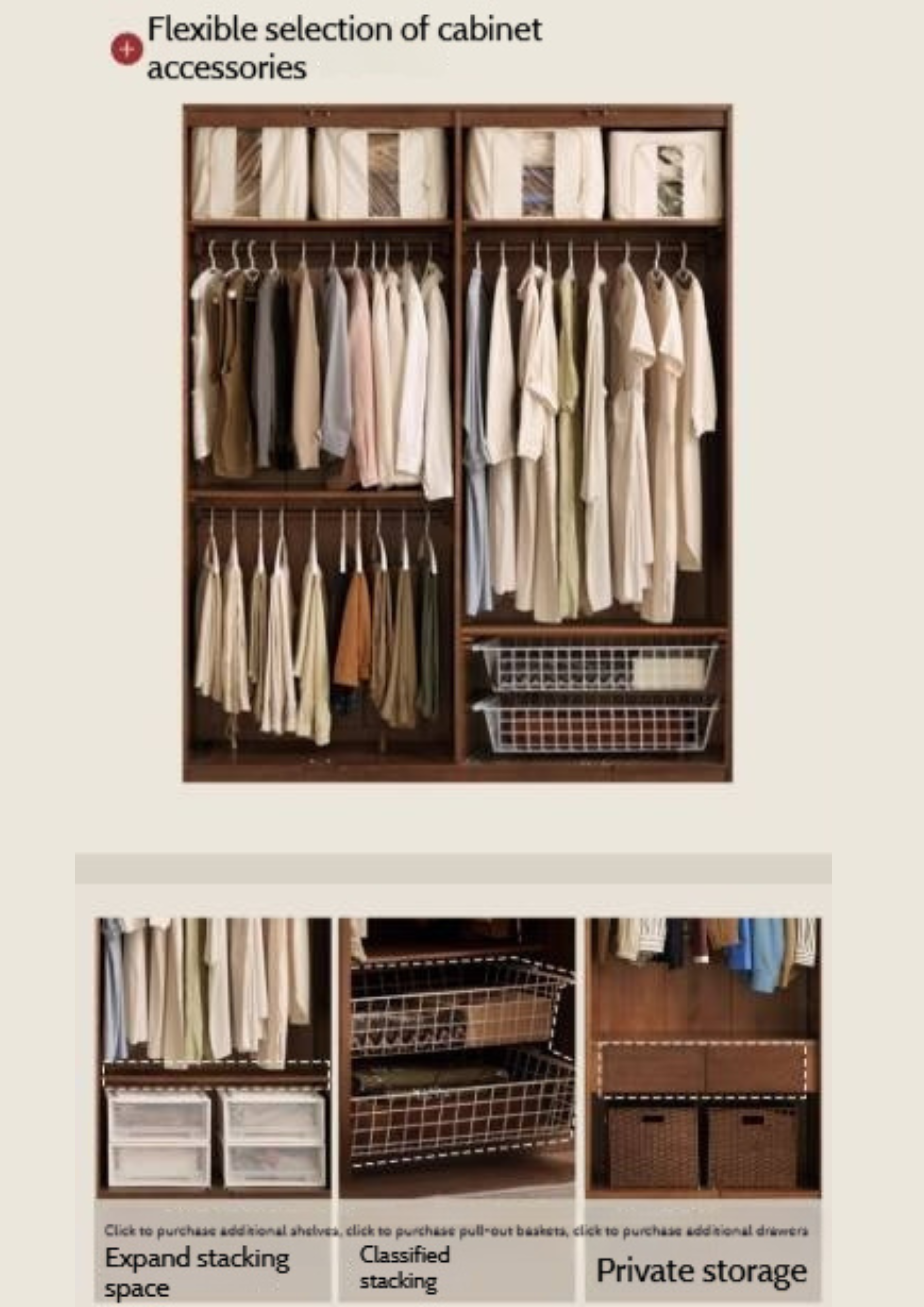 Sandalwood, Black Walnut Solid Wood Modern Double Door Wardrobe