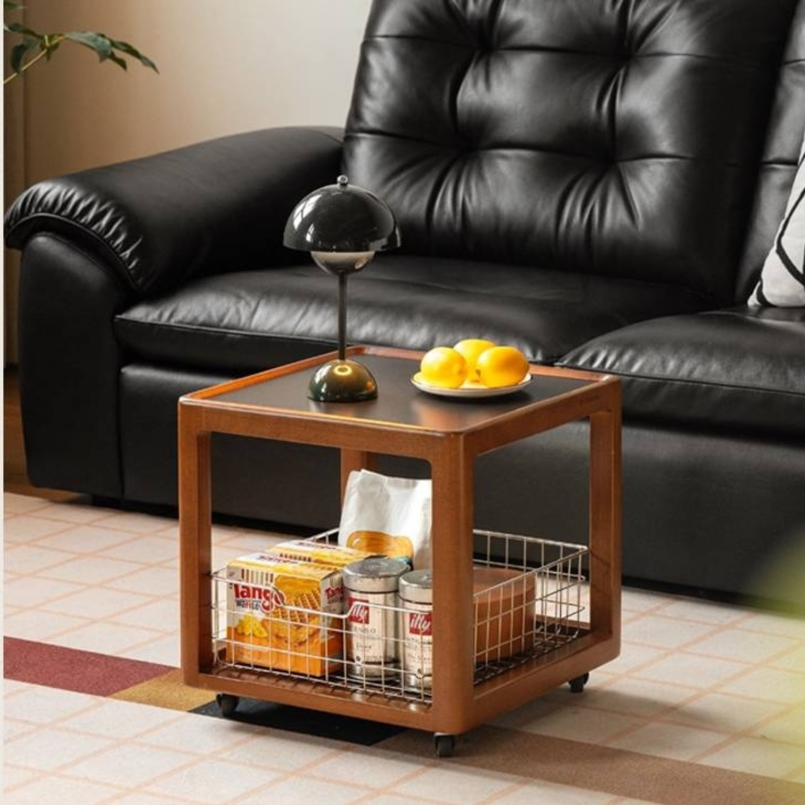 Poplar Solid Wood Movable Vintage Slab Side Table